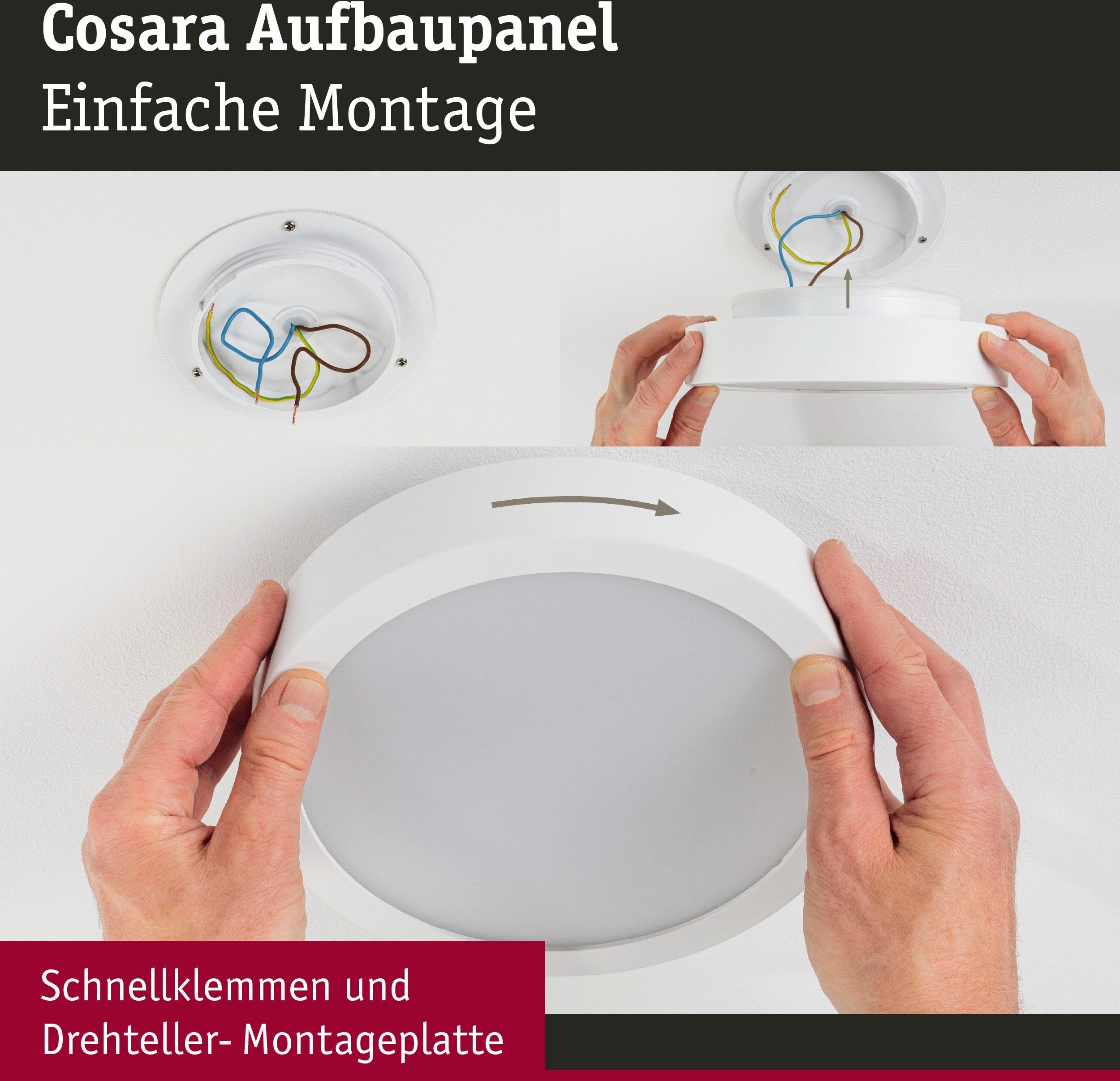 fest 3000K 300mm Paulmann beige 15W IP44, Panel integriert, Cosara LED Warmweiß LED