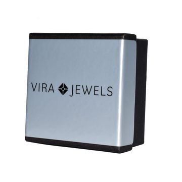 Vira Jewels Paar Creolen 925-Sterling Silber rhodiniert Glänzend Smaragd grün