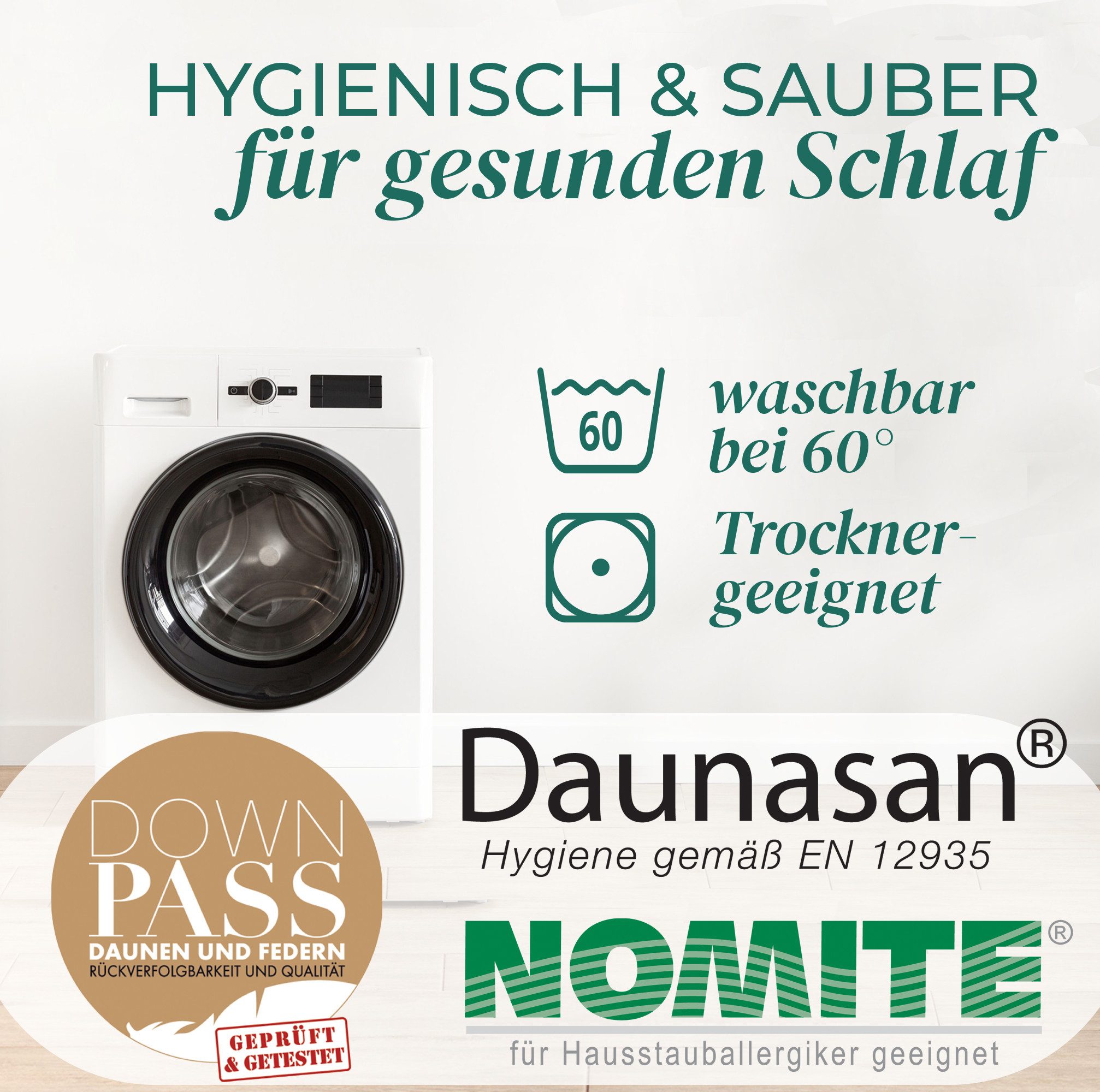 KNERST Daunenkissen hypoallergenen, bei 60°C waschbar, Füllung: 90% Daunen, 10% Federn, Seitenschläfer, Bauchschläfer, Rückenschläfer, 3 Kammer, 40x80cm, Luxusq – Bild 5 von 5