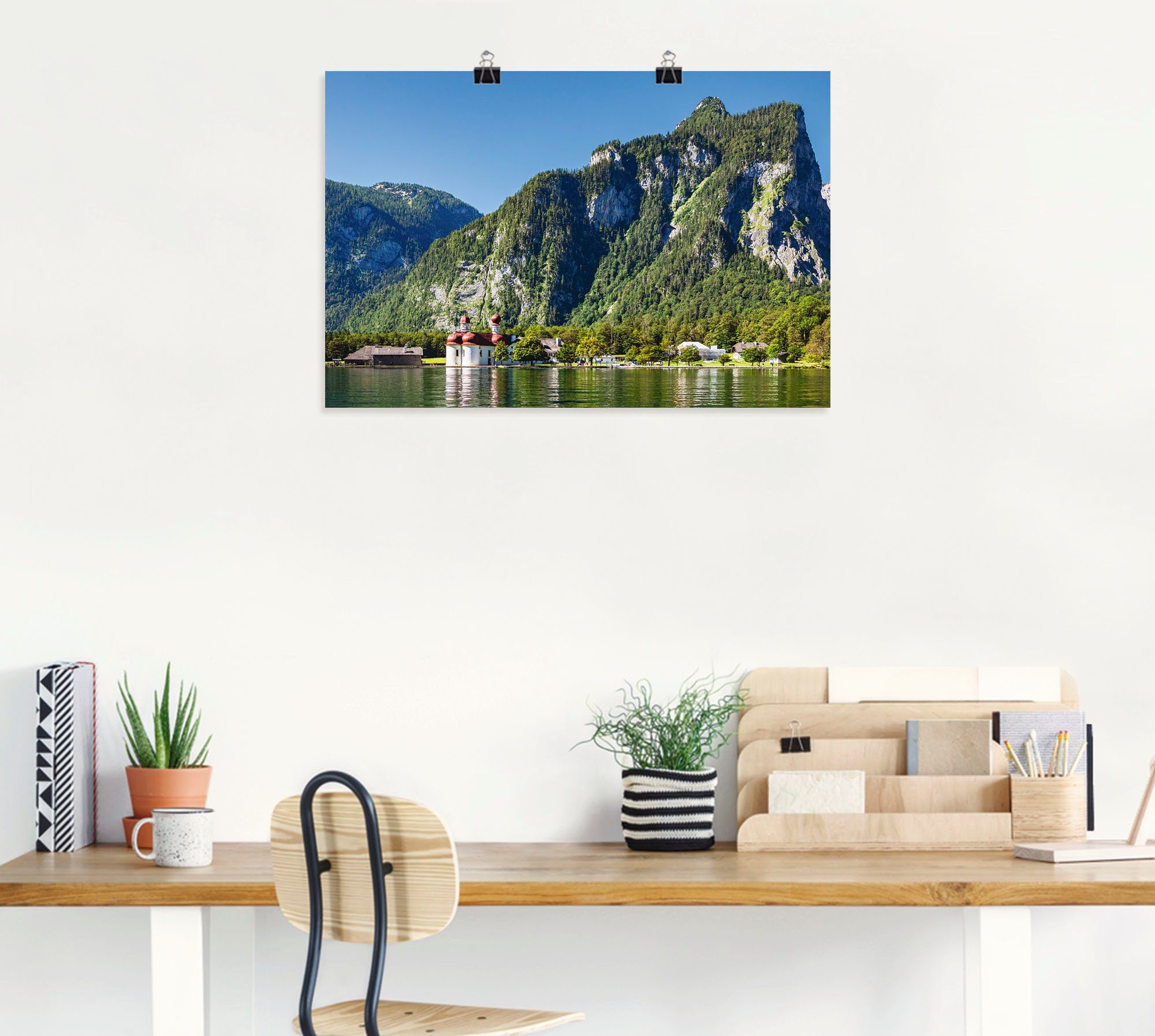 Artland Wandbild Blick auf Wandaufkleber Königssee, Alpenbilder Größen (1 & versch. St), Leinwandbild, Berge oder in als Alubild, den Poster