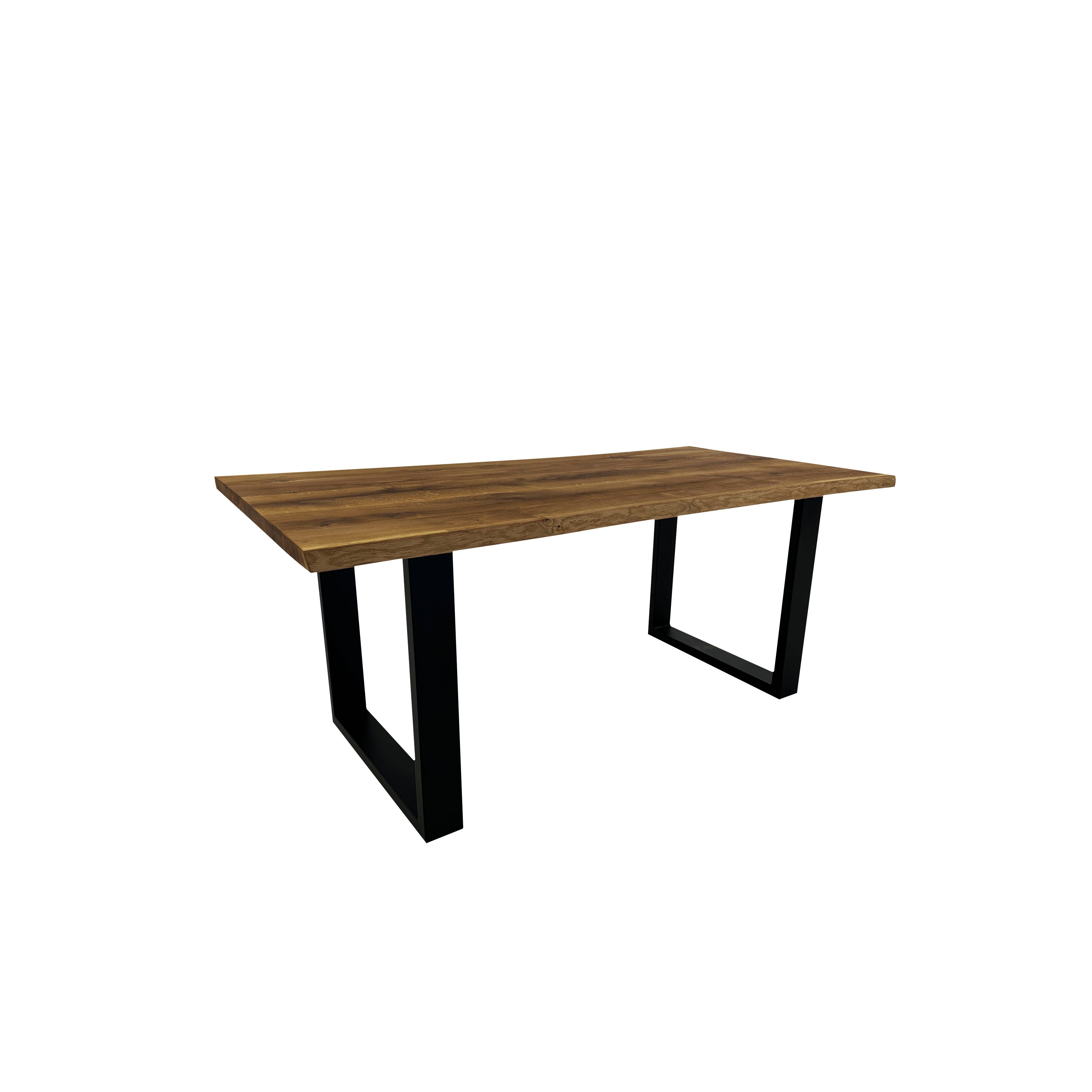 Eichenholz (mit Tischgestell natürlicher aus Eichentisch Metall), Masera Baumkantentisch U-förmiges Größen) Living (in verschiedenen Baumkante, geölt