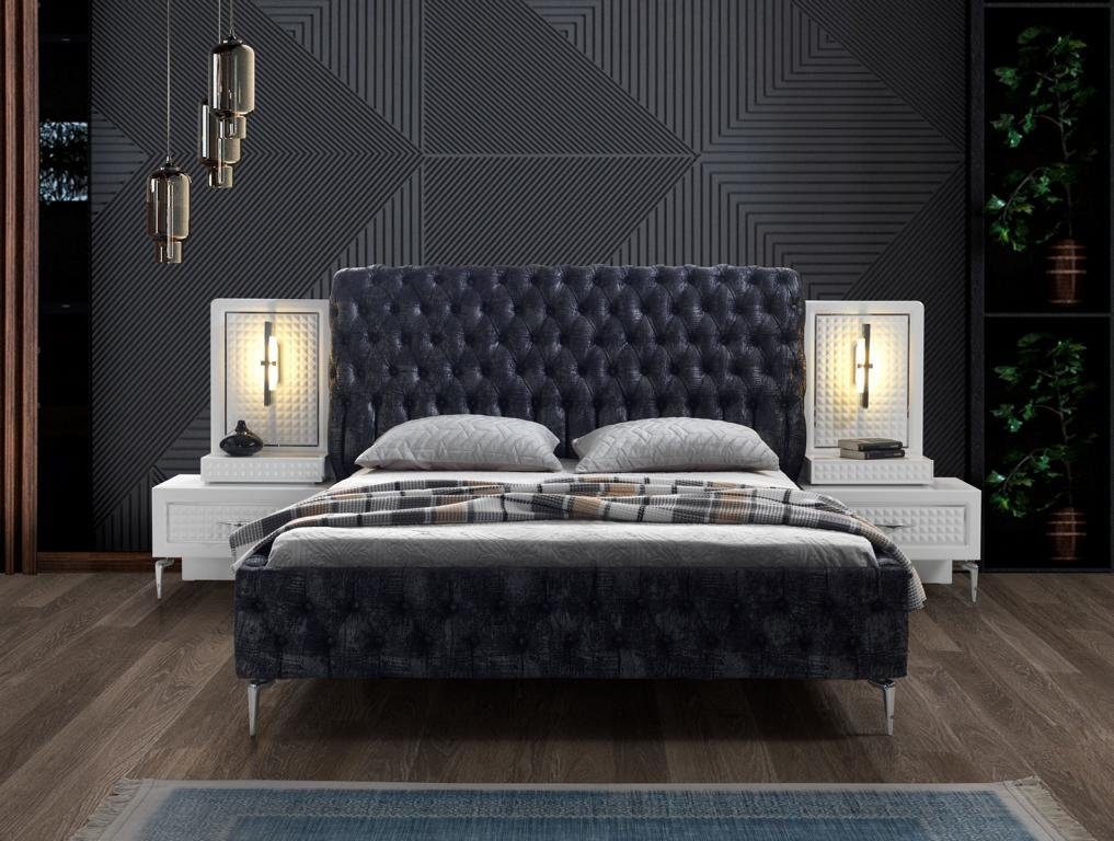 JVmoebel Schlafzimmer-Set Modern Luxus 5 Design 2x weiß, Bett (5-St) Nachttisch Schlafzimmer tlg.Set