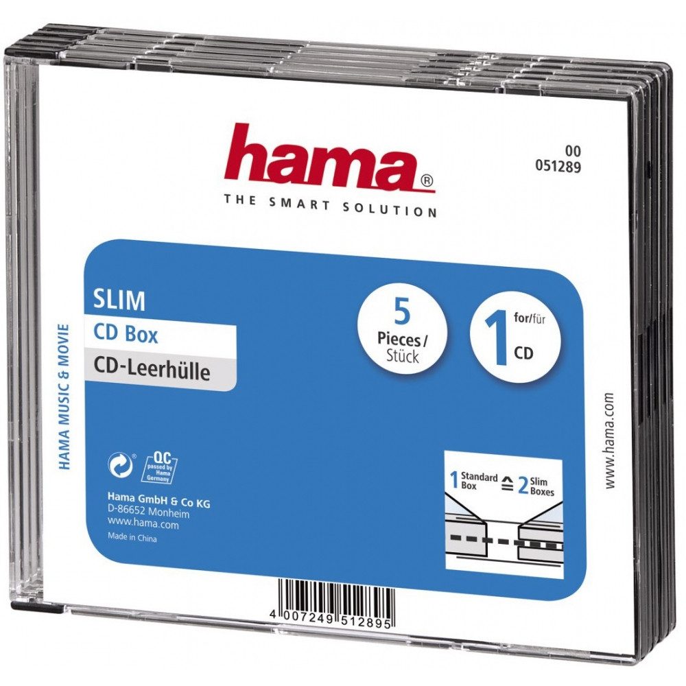 Hama Aufbewahrungsbox Hama CD-Leerhülle SlimLine transparent/schwarz (SlimLine, Hama CD-Leerhülle SlimLine transparent/schwarz)