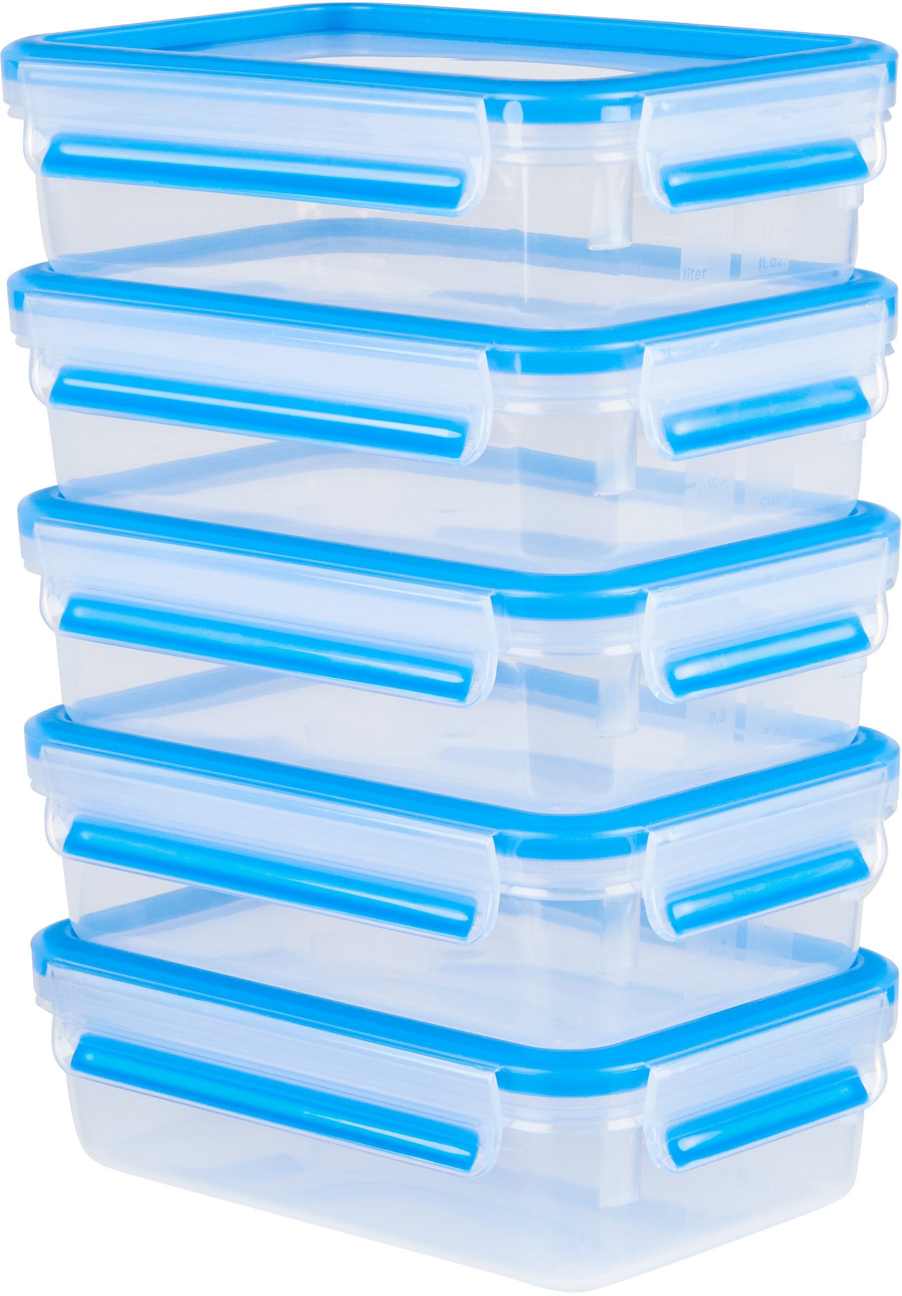 Emsa Frischhaltedose Clip & Close Set, rechteckig, 100 % dichte Aufbewahrungsboxen, Kunststoff, (Set, 10-tlg., 5 x 0,8 l Банки для хранения mit jeweils einem Deckel), spülmaschinen-, gefrier-, mikrowellenfest, Made in Germany