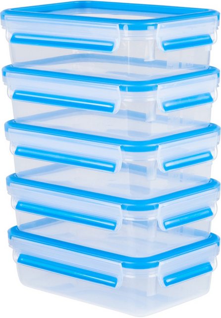 Emsa Frischhaltedose Clip & Close, Kunststoff, (Set, 10-tlg., 5 Vorratsdosen mit jeweils einem Deckel), Set:10-tlg, 5×0,8L, 5x Deckel, Kunststoff, hygienisch, Frischedichtung