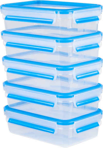 Emsa Frischhaltedose Clip & Close, Kunststoff, (Set, 10-tlg., 5 Vorratsdosen mit jeweils einem Deckel), Set:10-tlg, 5x0,8L, 5x Deckel, Kunststoff, hygienisch, Frischedichtung