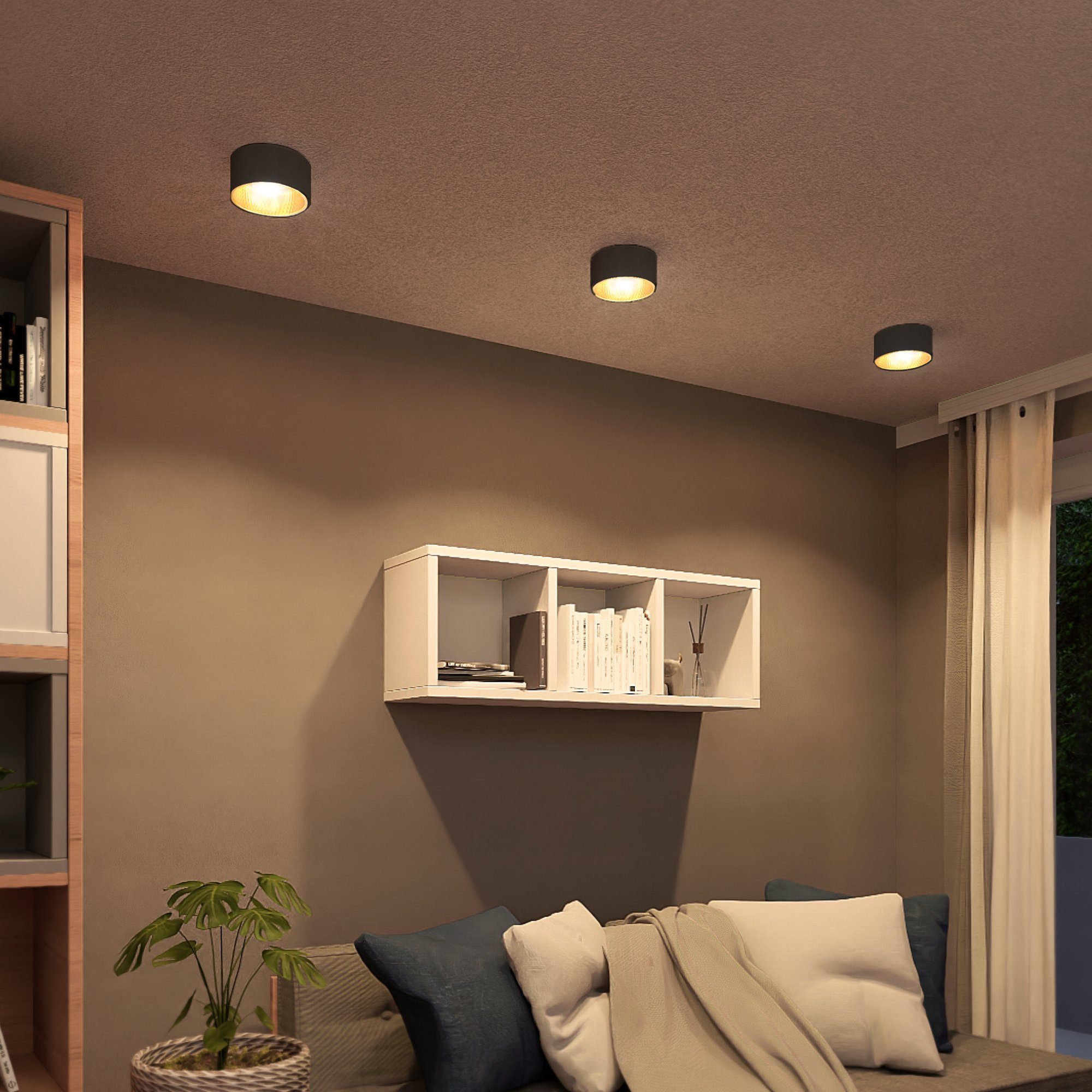 SSC-LUXon Aufbauleuchte OLINO Deckenlampe Spot Aufbauleuchte schwarz warmwe günstig online kaufen