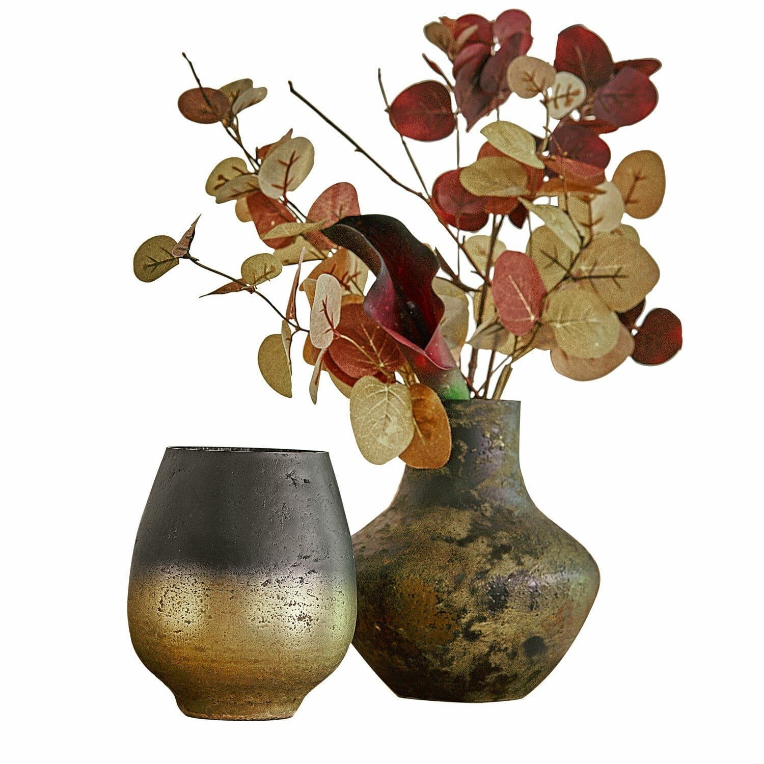 Tischvase Vase 2er Set Ricky schwarz/grün/gold