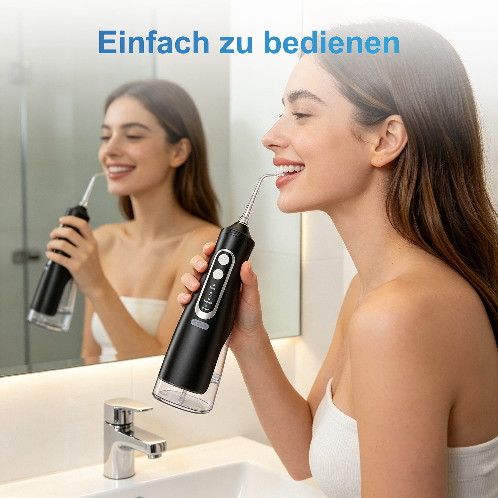 AKKEE Munddusche Elektrische Zahndusche Zahnzwischenraum-Reiniger, IPX7 Wasserdicht, für Zahnzwischenräume