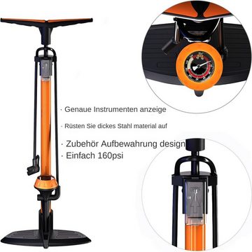 yozhiqu Fußpumpe Fahrradpedalpumpe mit Manometer– mit hohem Druck bis zu 160 psi, mit Presta- und Schrader-Ventilen,ragbare Luftpumpe für Rennrad, MTB