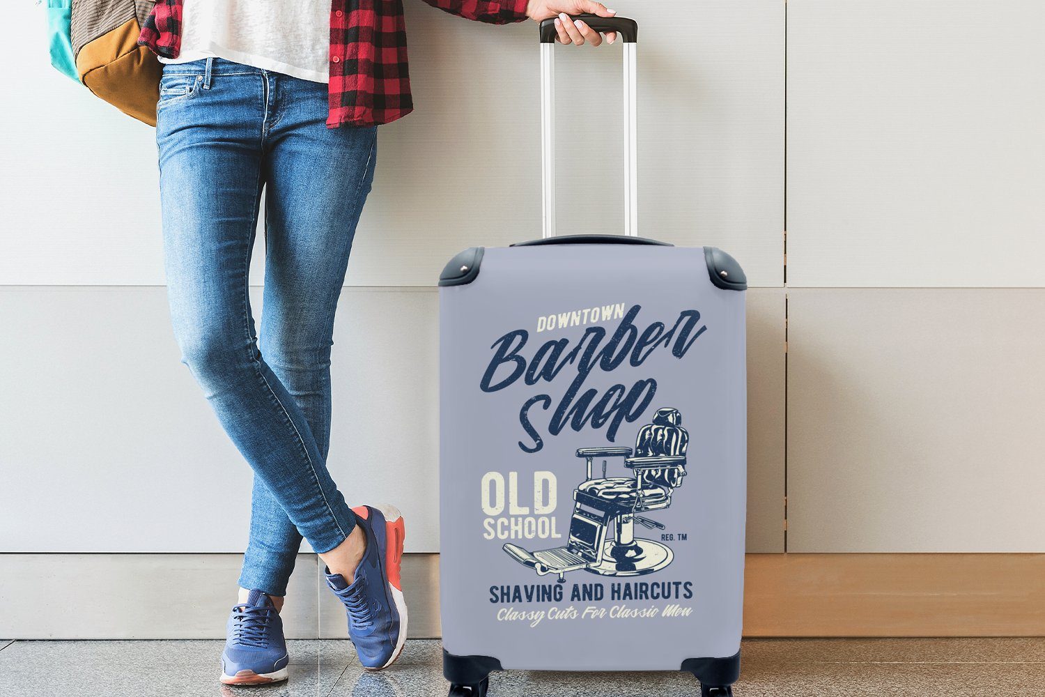 Ferien, Stuhl - Barbier Mancave - MuchoWow Rollen, Handgepäckkoffer Reisekoffer 4 - Reisetasche Trolley, Handgepäck mit rollen, Vintage, für