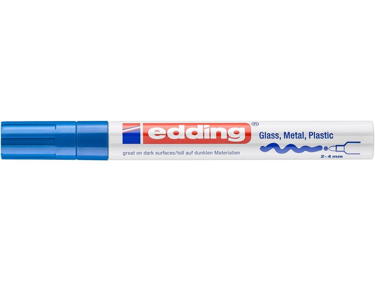 edding Lackmarker Glanzlack-Marker 750 creative Rundspitze blau, geruchsarm und wasserfest