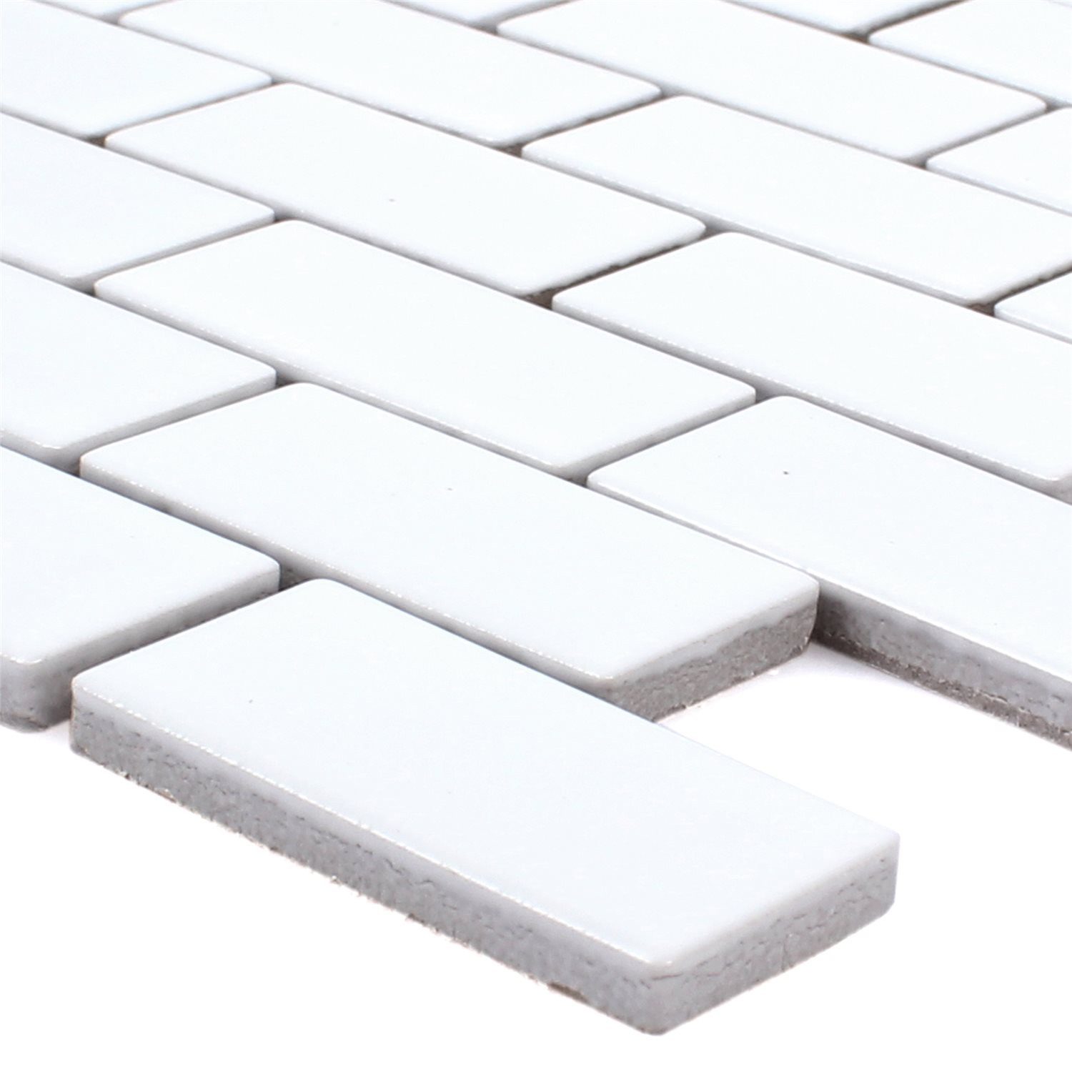 Mosafil Mosaikfliesen Keramik Mosaikfliesen Manila Matt, Keramik 29.800x29.800, weiß, Verlegefertig auf ein Netz geklebt - Frostsicher - Wasserfest