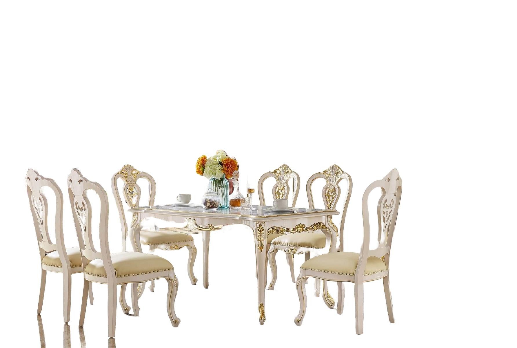 Xlmoebel Sitzgruppe Esszimmermöbel im Barock-Rokoko-Stil mit kunstvollen Verzierungen, Hergestellt in Europa