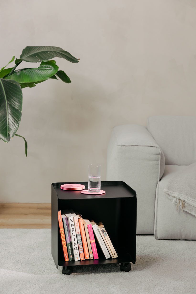 Metallbude Rollcontainer JUNO, variabel nutzbar als Beistelltisch, Nachttisch oder Organizer