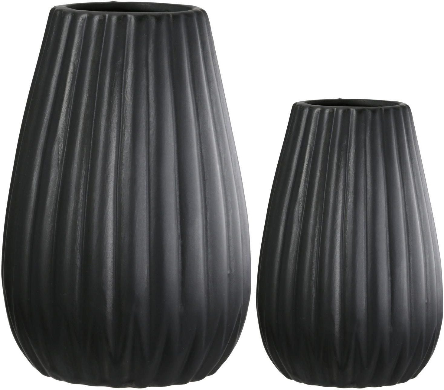 Casablanca by Gilde Tischvase 2tlg. Set Vase Piega schwarz H.17 cm (1 St), 2-teiliges Set aus Porzellan, schwarz