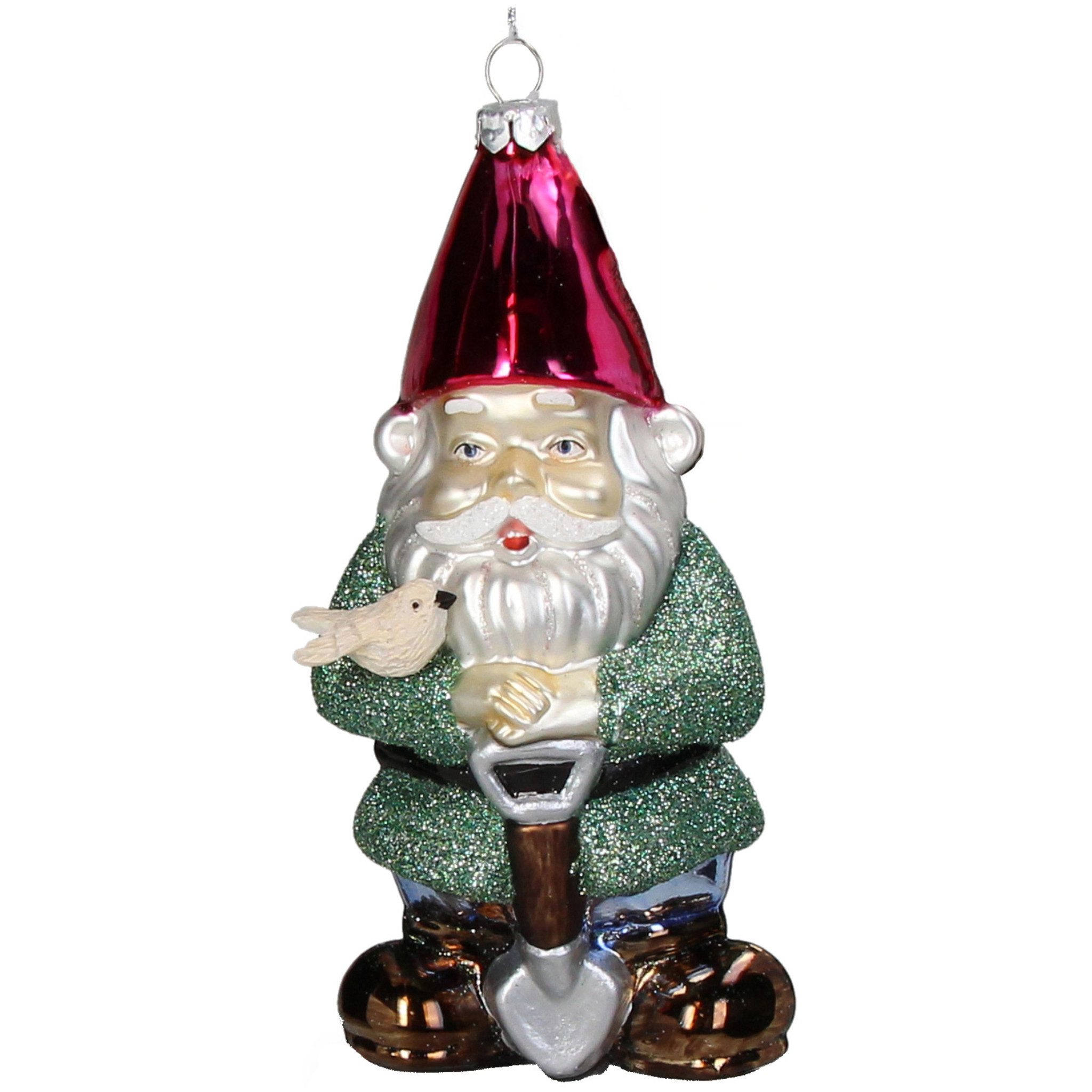 HD Collection Christbaumschmuck, Christbaumschmuck Glas 7,8cm Gartenzwerg mit Spaten Figur Bunt