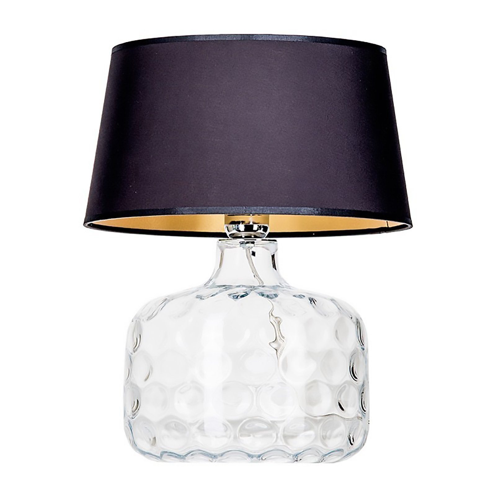 Home Leuchtmittel, Tischlampe Signature Tischleuchte Glas Schirm mit schwarz Collection weiß, aus mundgeblasen durchsichtig ohne Glaslampe