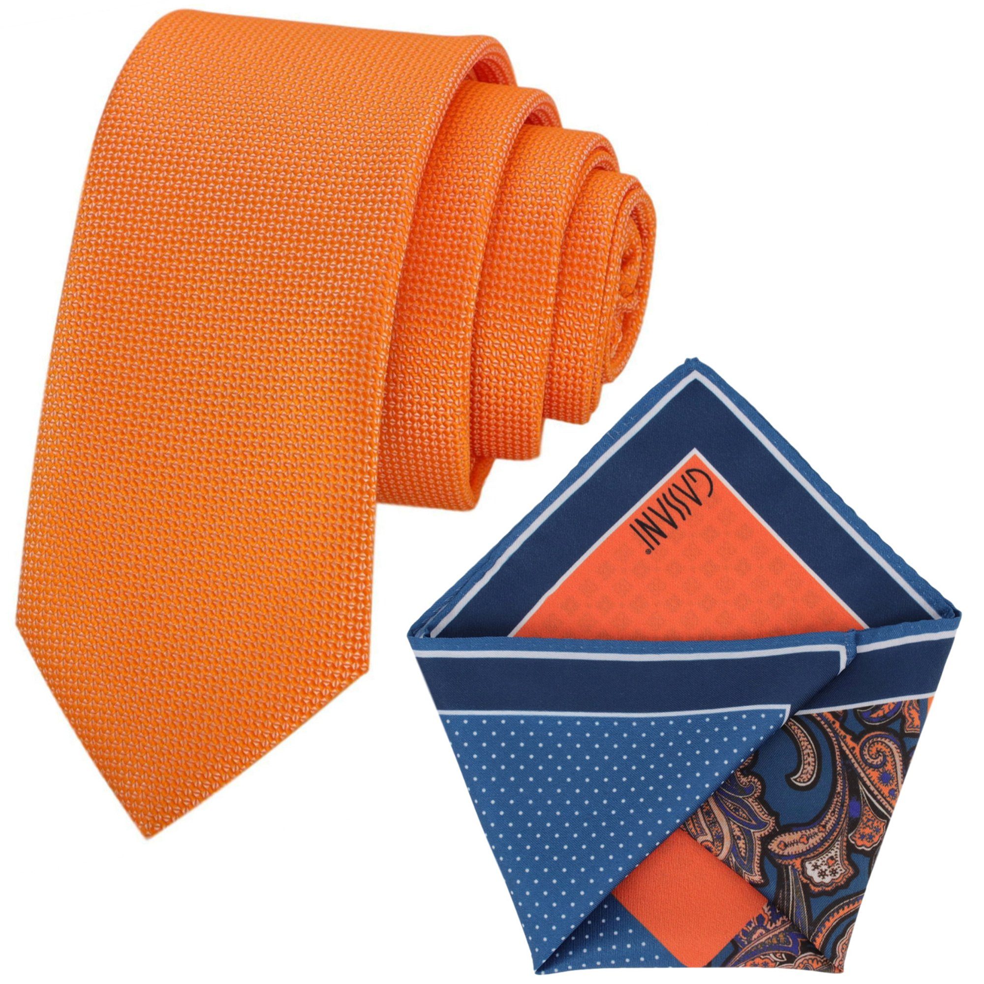 GASSANI Krawatte Herren-Krawatte Rips Fine Karo, z. Anzug Schmal Slim, Uni Seide Touch (Set, 2-St., 2, Schlips, Einstecktuch, Bunt, Kariert, Geblümt, Paisley, Getupft, Gepunktet) Blumen Blüten Punkte Dots Pünktchen Tupfen Tropfen Rauten, Seide Touch