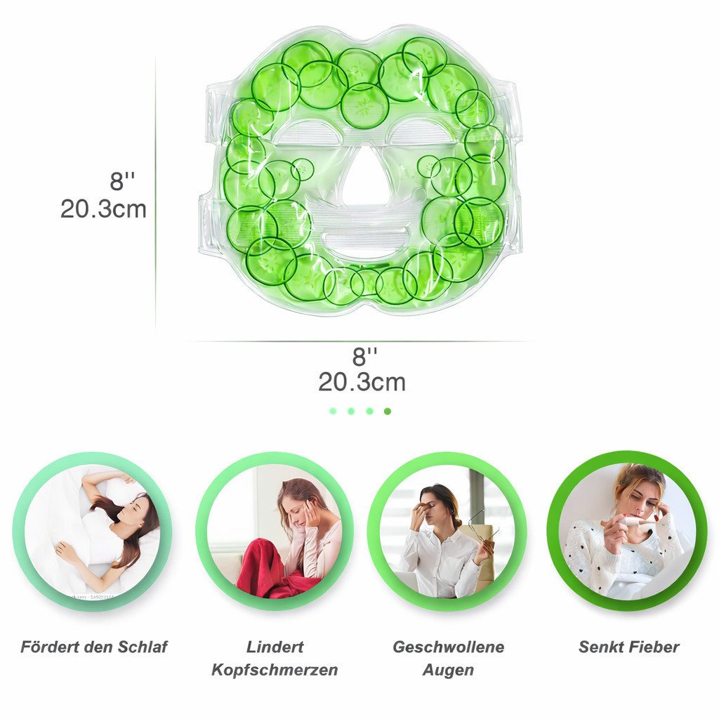 COOL-i ® Gesichtsmaske Gel-Gesichtsmaske,Kalt & Warm Anwendung,Medizinisches Gel, BPA-frei, Gegen Augenringe, Schwellungen und Migräne. Wiederverwendbar