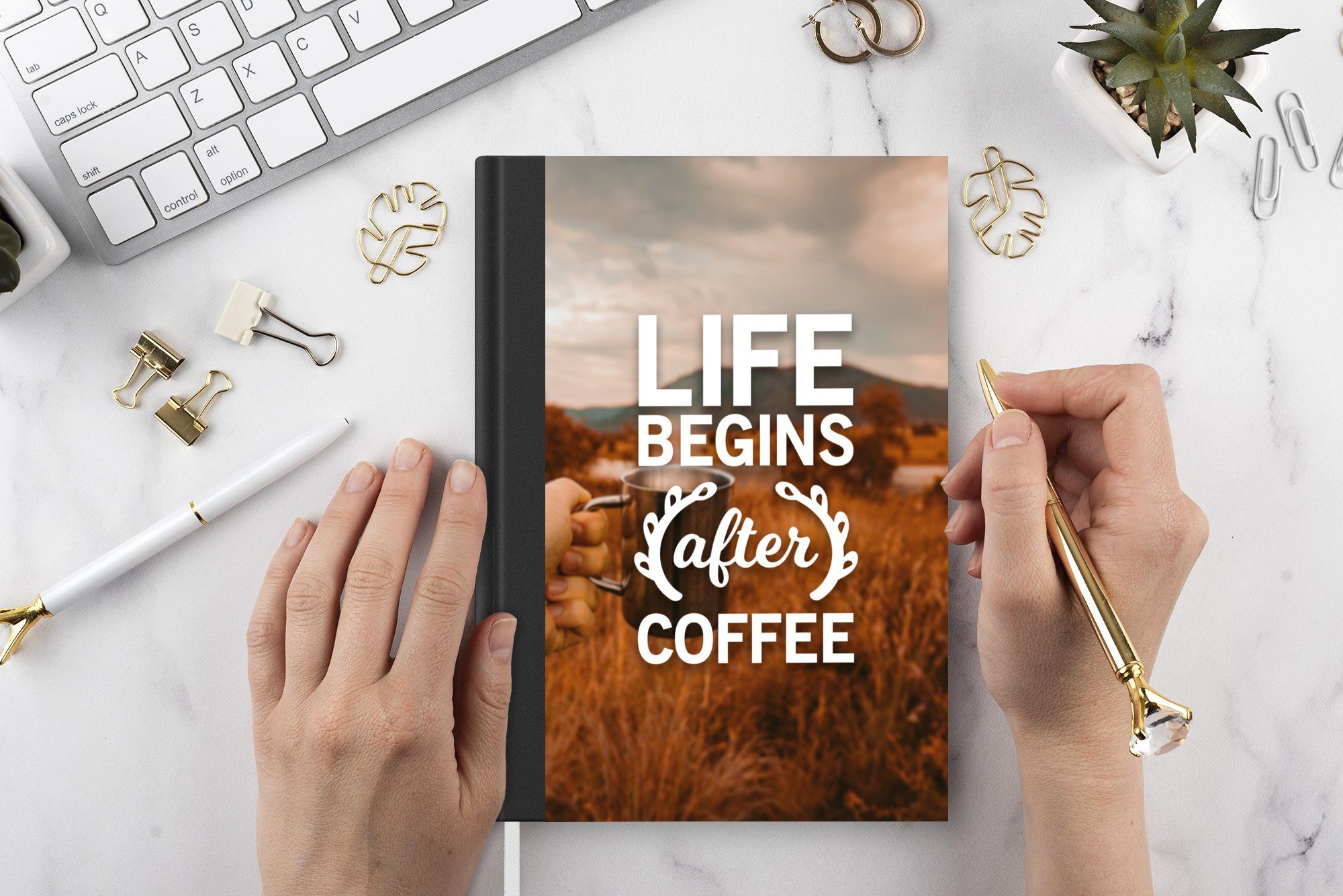 MuchoWow Notizbuch Das Leben beginnt Zitate Tagebuch, Journal, Kaffee nach Merkzettel, - Seiten, - - A5, 98 Sprichwörter dem Haushaltsbuch Notizheft, Kaffee