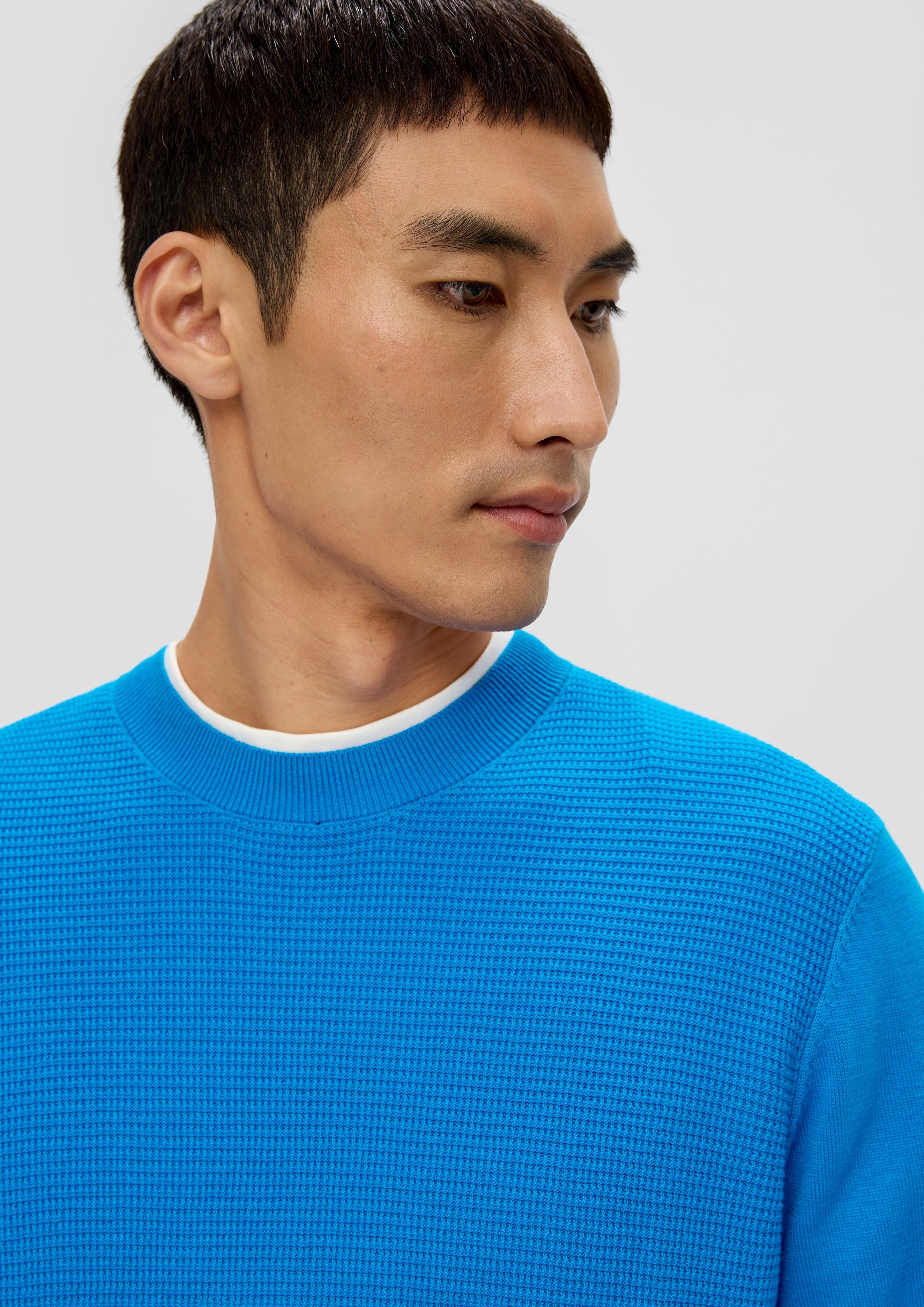 royalblau Waffelpiqué-Muster Strickpullover s.Oliver