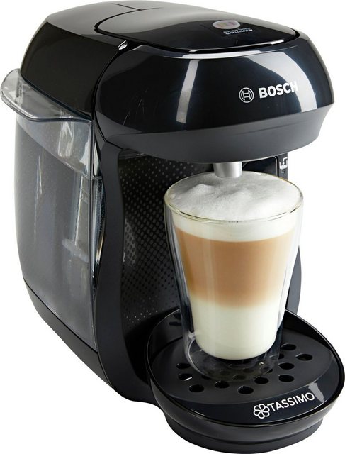 Bosch Tassimo Happy Kapselmaschine TAS1002N Kaffeemaschine by Bosch, über 70 Getränke, vollautomatisch, geeignet für alle Tassen, platzsparend, 1400 W, schwarz/anthrazit