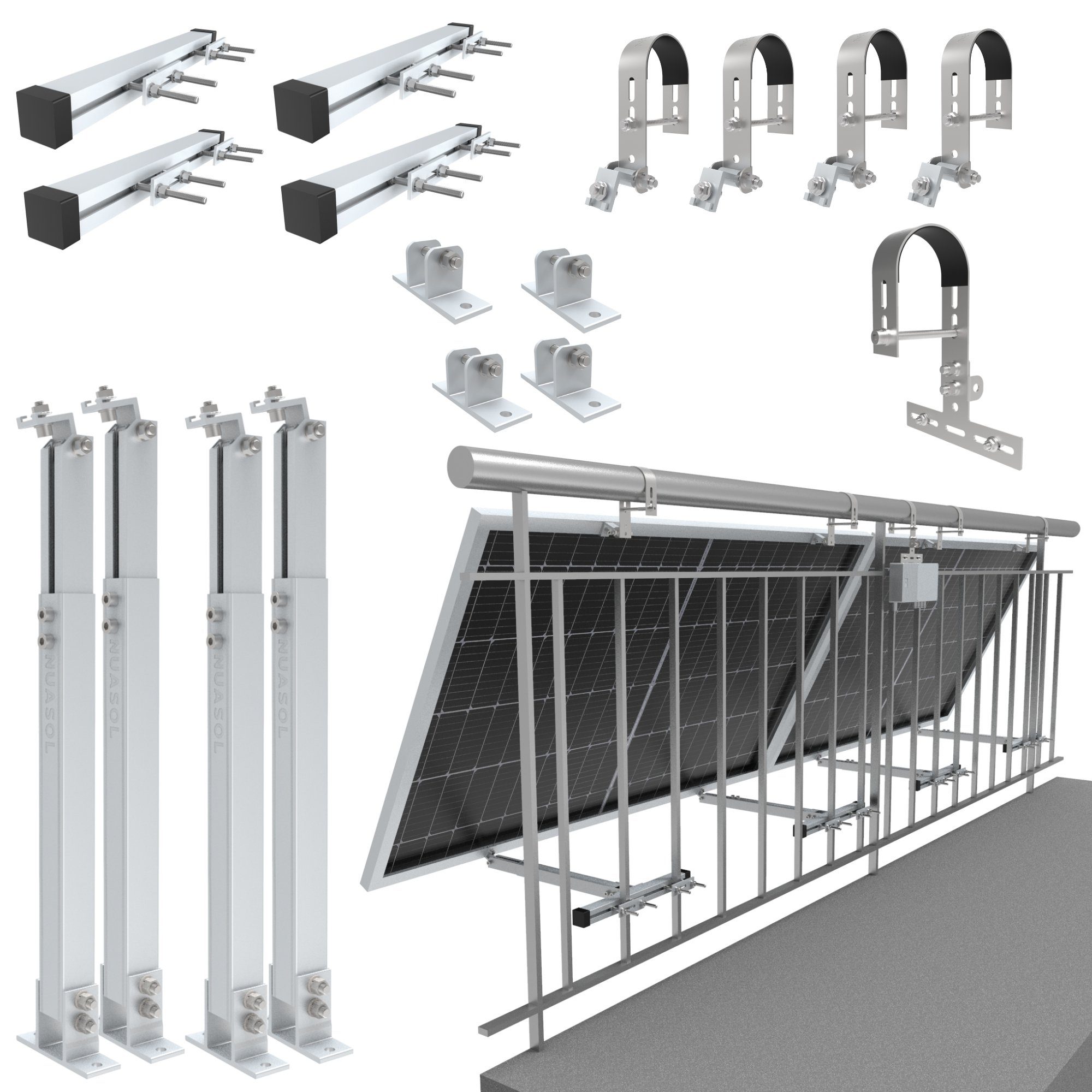 NuaSol Solarmodul-Halterung NuaFix - Geländer Halterung rund / eckig
