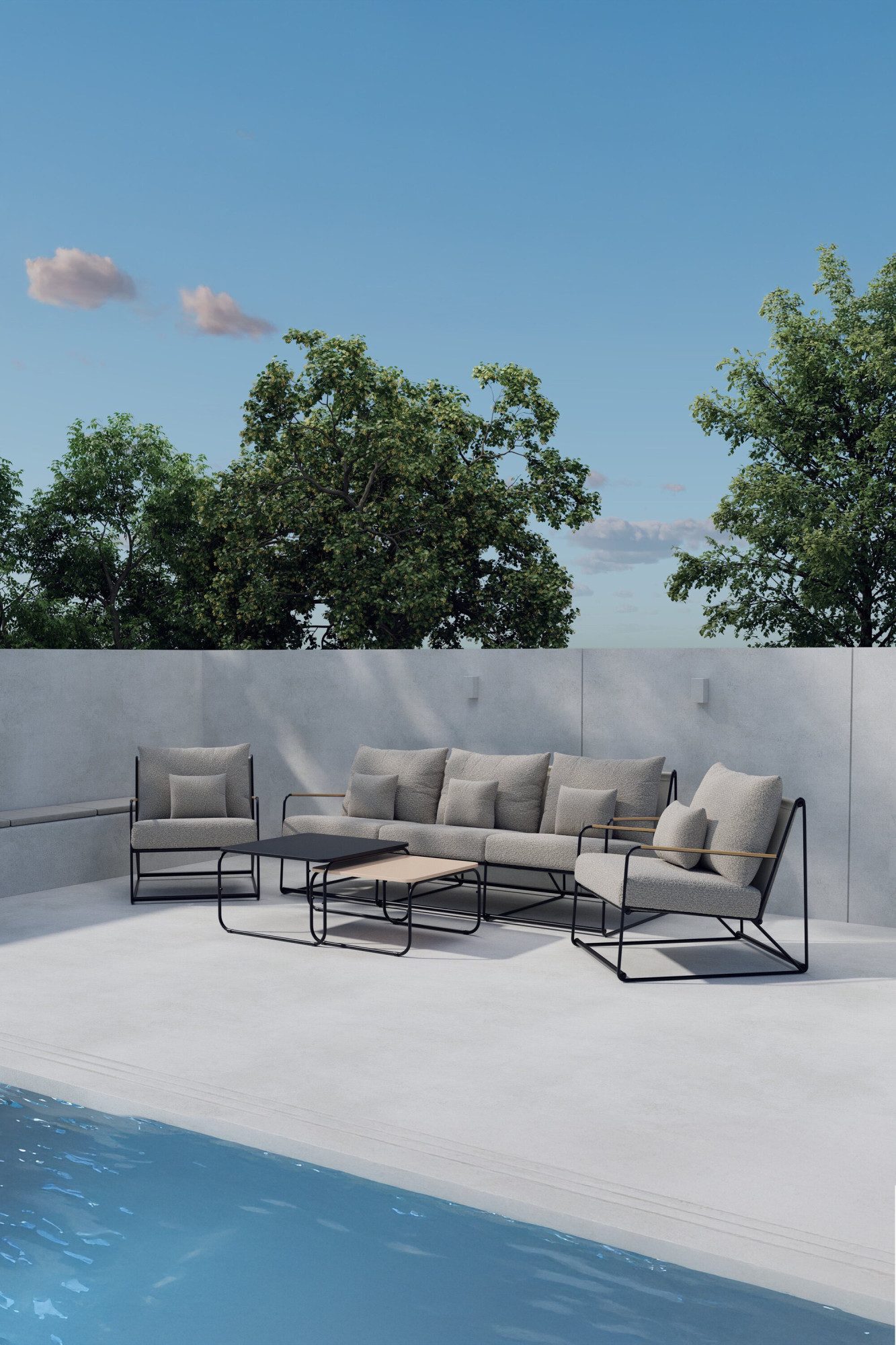 Venture Home Gartenlounge-Set Palazzo, großzügiges Outdoor-Set für hohen Sitzkomfort, (5-tlg), Loungemöbel mit Stoffbezug, angenehm, weich