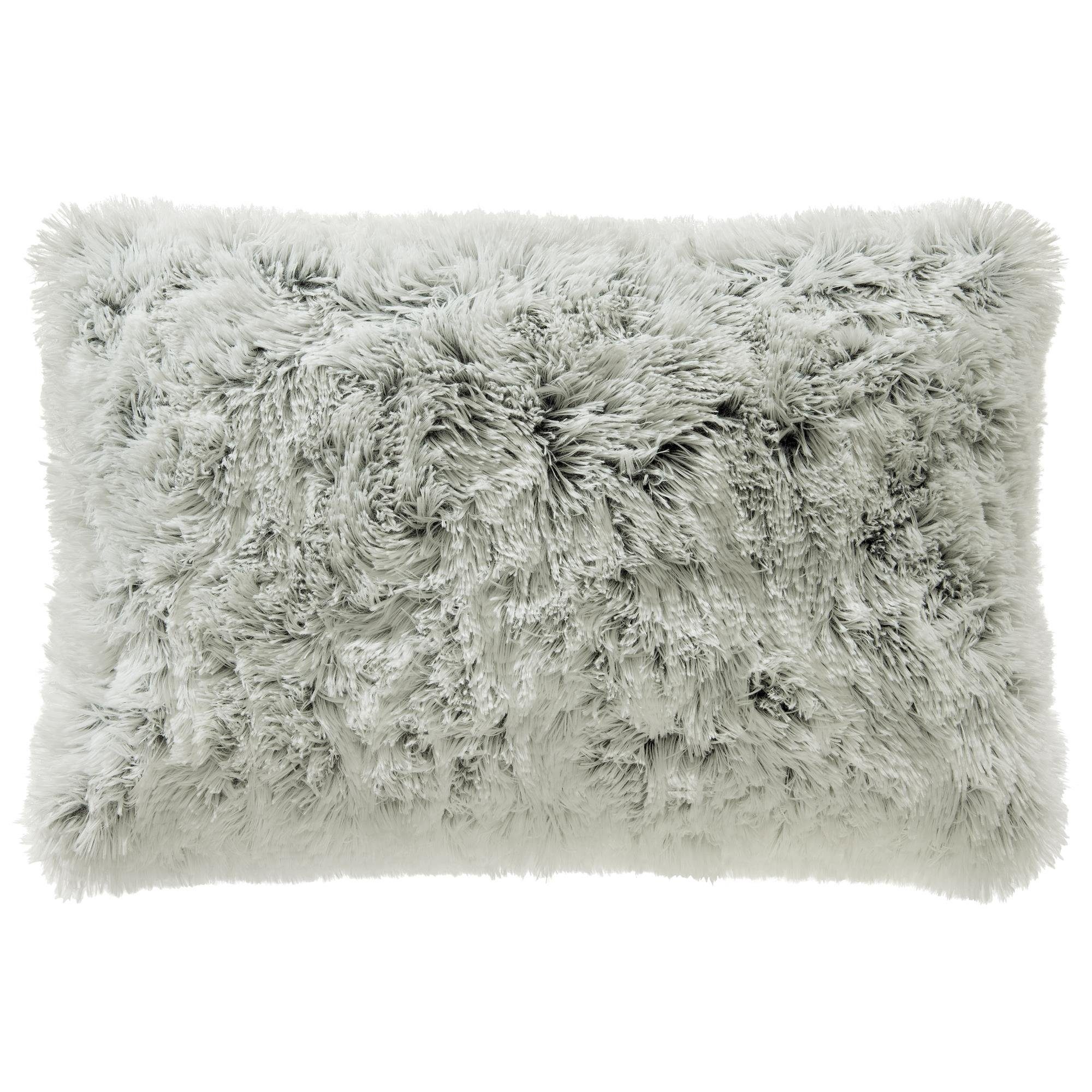 CelinaTex Dekokissen Shetland Deko Подушки Zierkissen Sofakissen Flokati 48x74cm creme/grau, flauschig,kuschelweich,weich,Wohnraumdekoration,waschbar,effektvoll