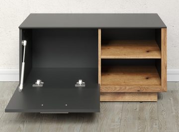 Furn.Design Schuhbank Synnax (Garderobenbank in grau mit Evoke Eiche, 90 x 48 cm), mit viel Stauraum