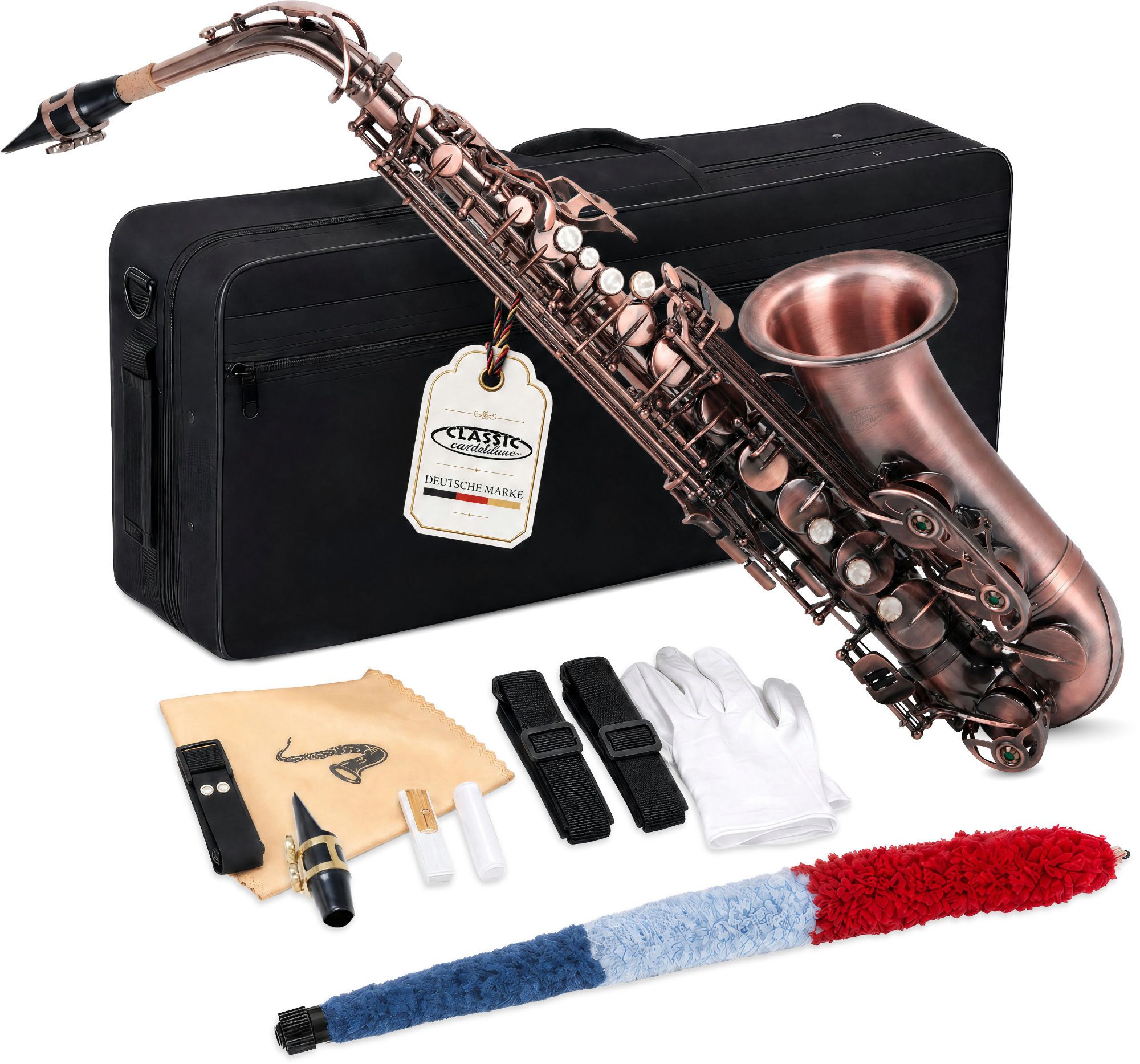 Classic Cantabile Saxophon - Alt Saxophon, Alto Sax, 5-St., Set mit Koffer & Zubehör, Altsaxophon mit Hoch-Fis-Klappen