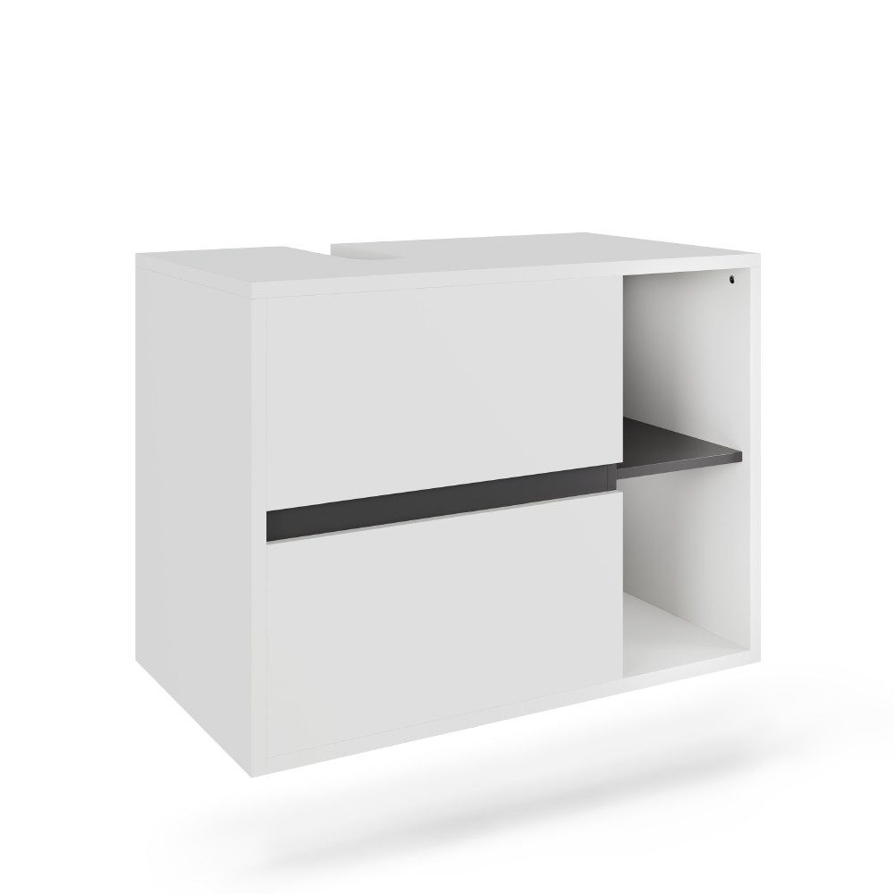 Vicco Waschbeckenunterschrank Viola, Weiß/Grau, 80 x 60 cm mit 2 Schubladen günstig online kaufen