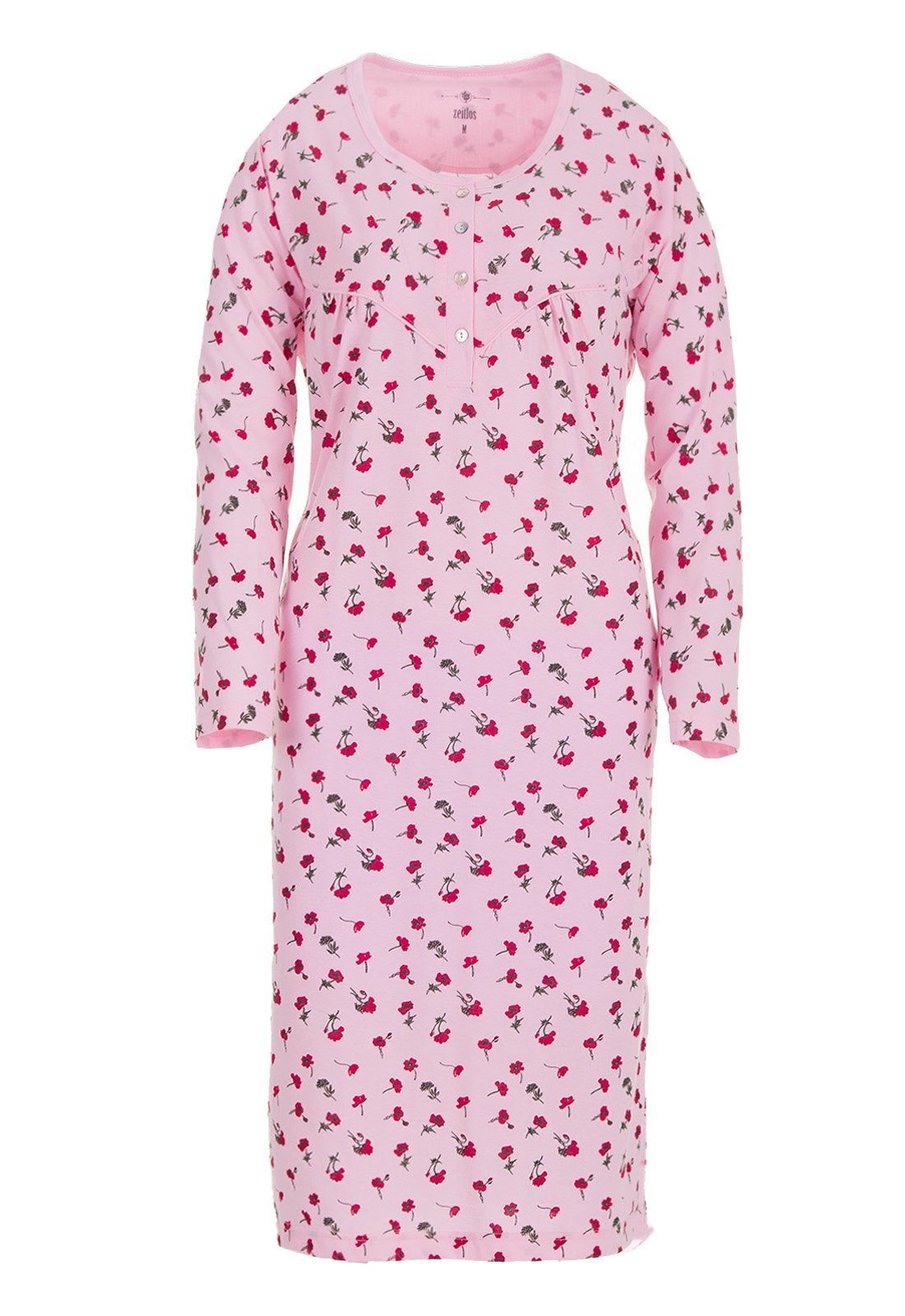 zeitlos Nachthemd Nachthemd Langarm - Blumendruck M-6XL rosa