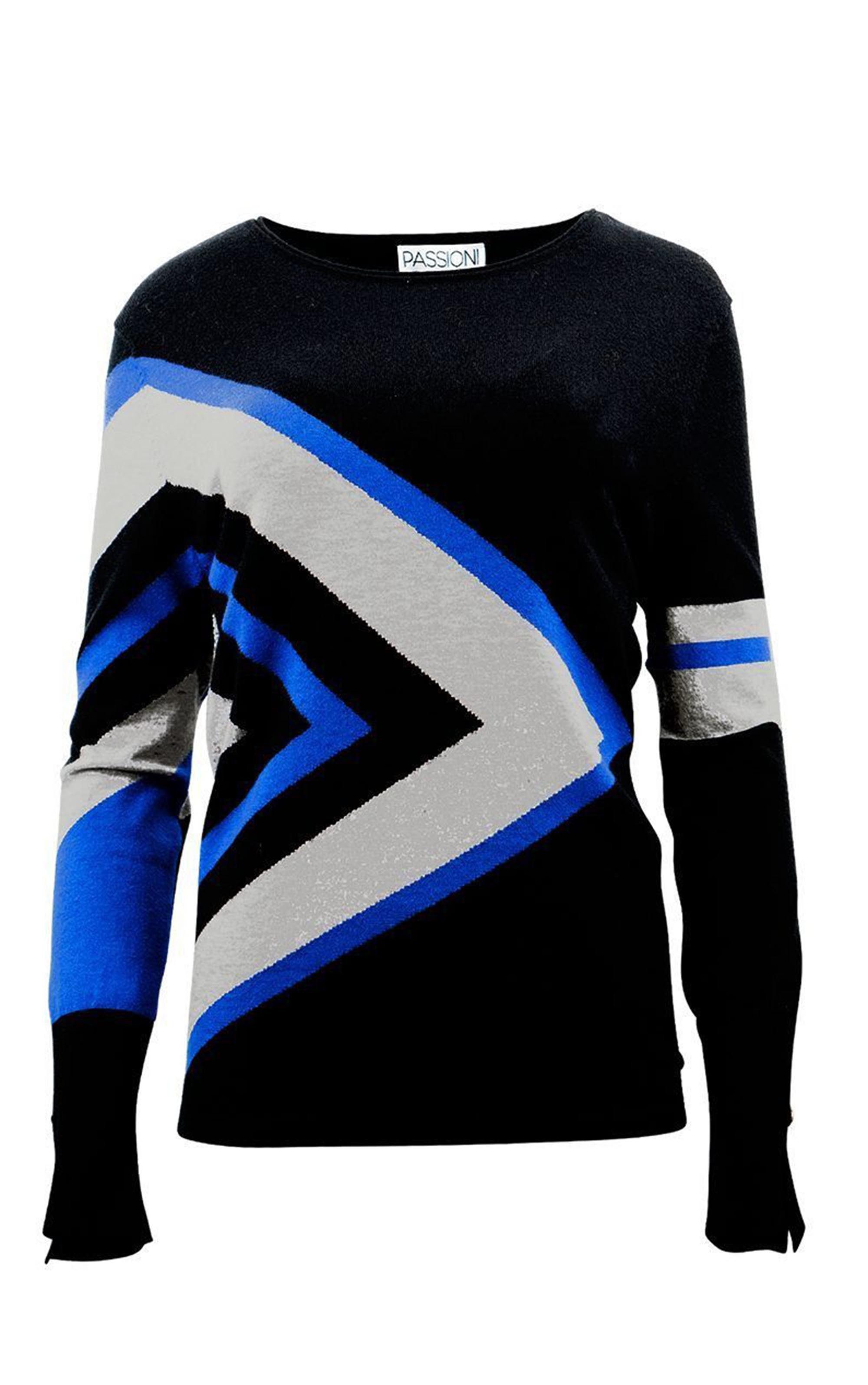 Passioni Strickpullover mit markantem Colourblock Dreiecksmuster günstig online kaufen