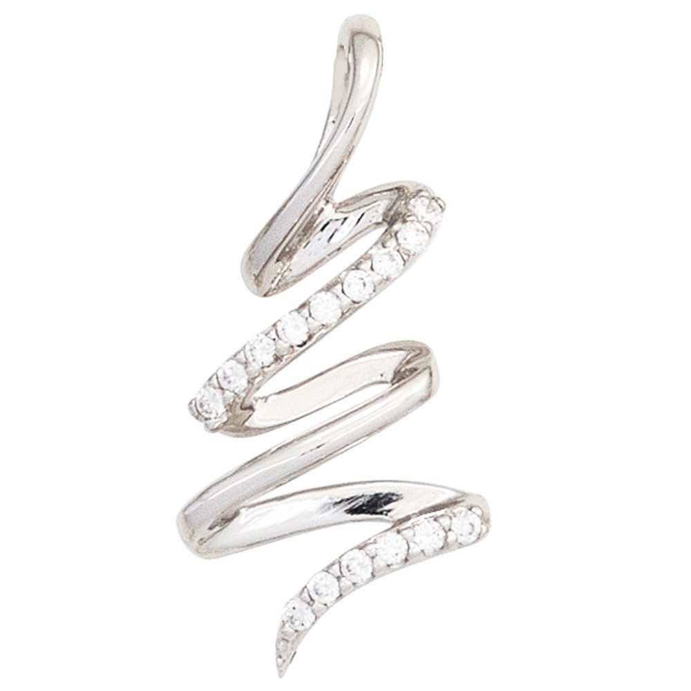 Schmuck Krone Kettenanhänger Anhänger Schlange mit Zirkonia weiß 925 Silber, Silber 925