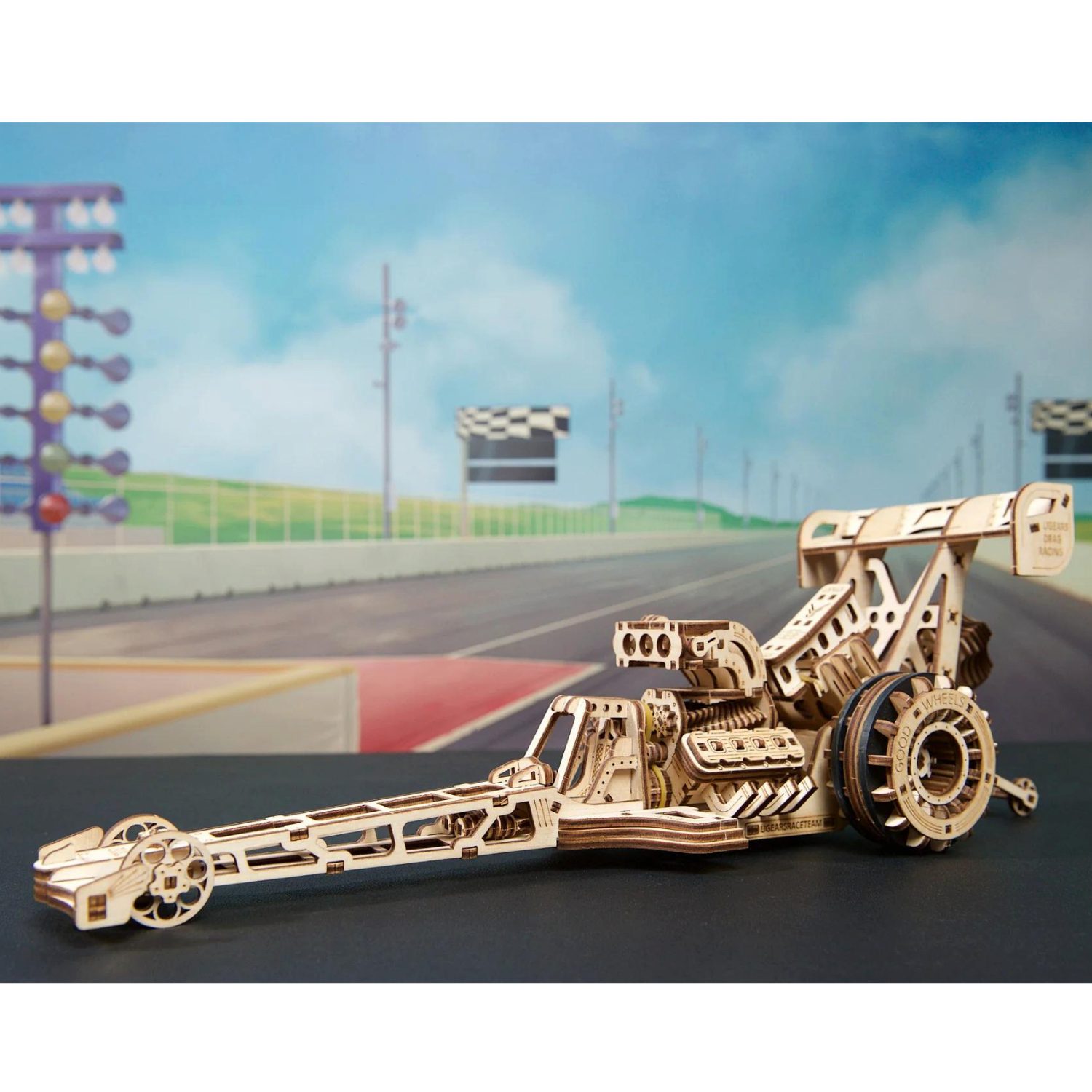 UGEARS Puzzle Ugears Dragster - Rennwagen Mechanisches Holzpuzzle, 321 Puzzleteile