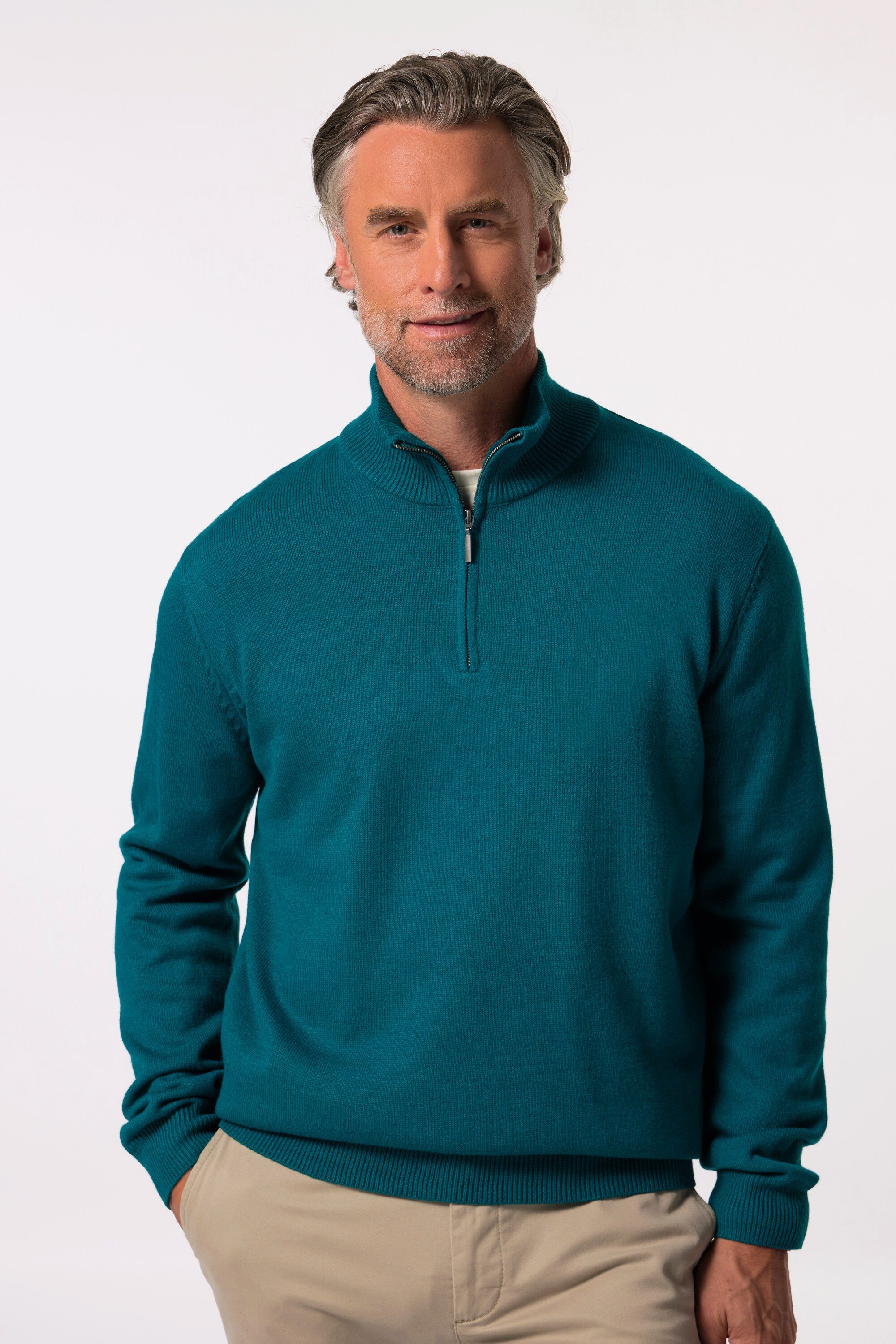 Boston Park Rundhalspullover Boston Park Troyer Strick Zippkragen bis 84/86 günstig online kaufen