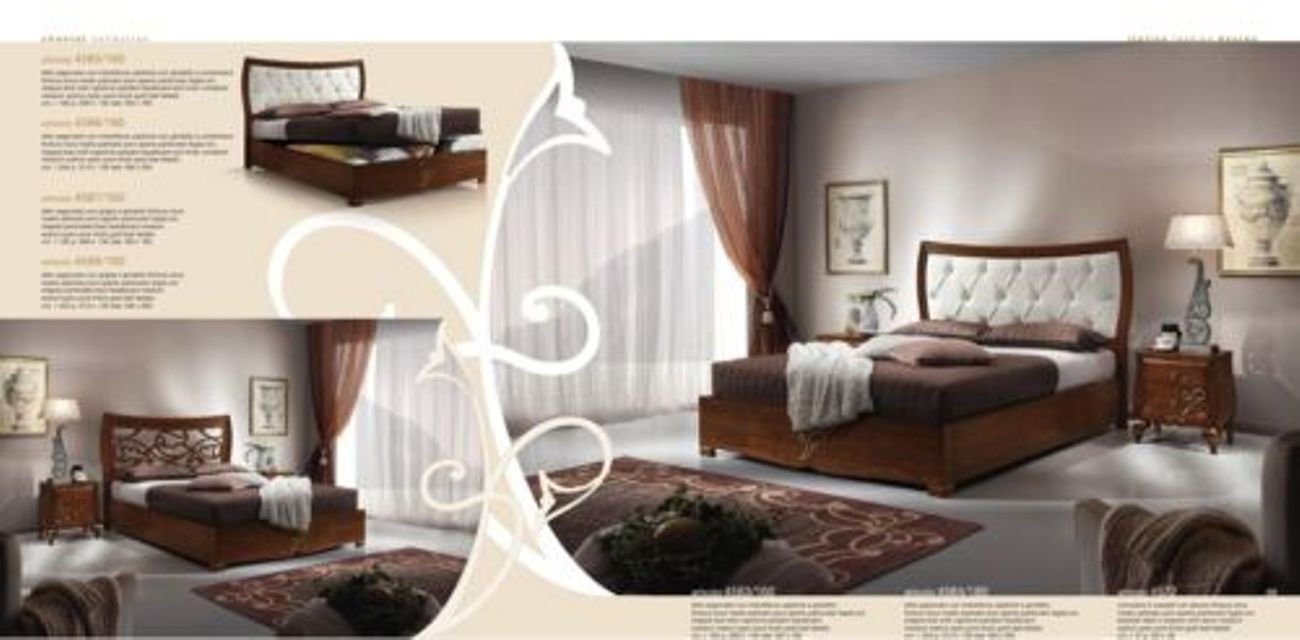 Garnitur Gruppe JVmoebel 3tlg Holz Doppel Betten Set Design Schlafzimmer-Set, Nachttisch Bett