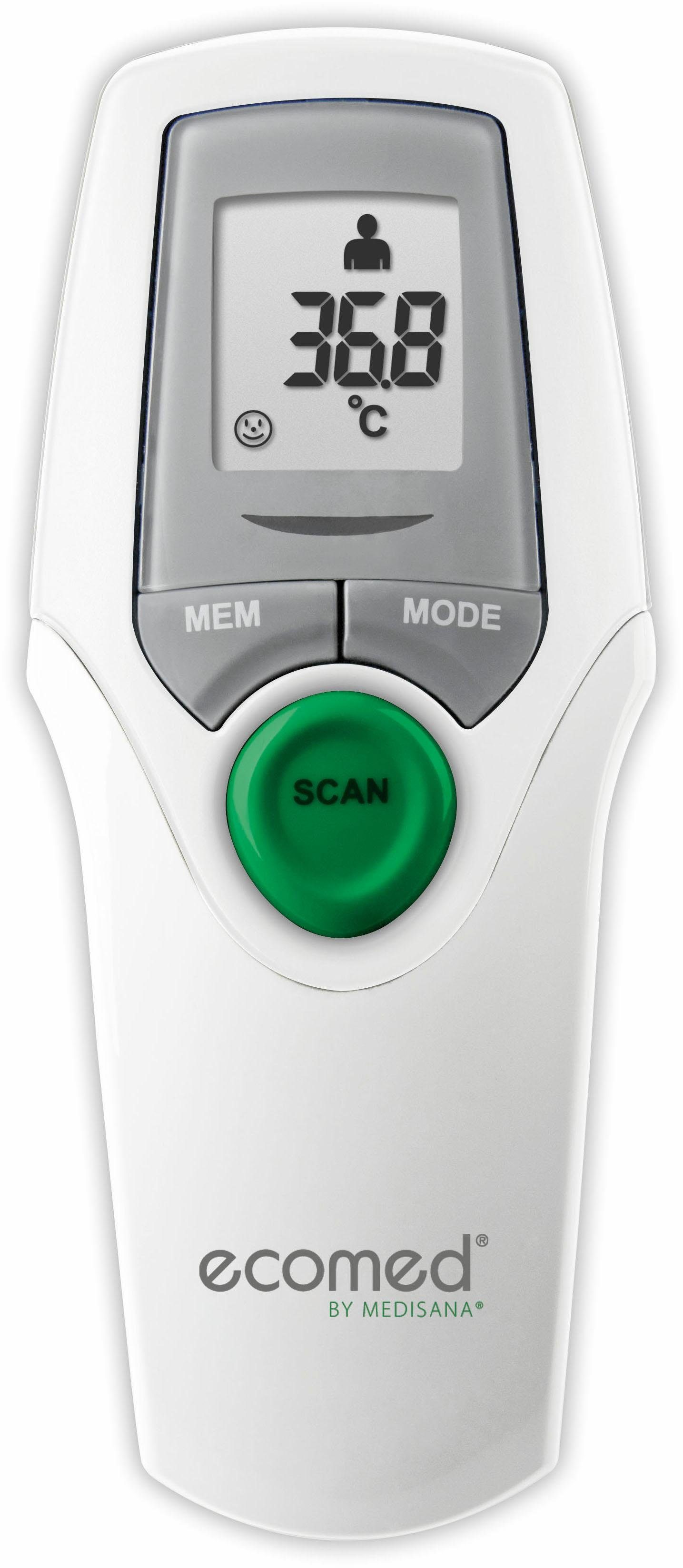 ecomed Infrarot-Fieberthermometer TM-65E, berührungslose Messung: Körper, Umgebung, Flüssigkeit, Oberfläche