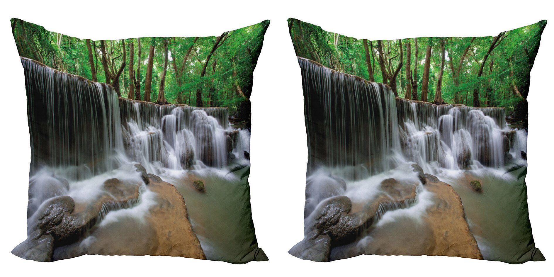 Kissenbezüge Modern Accent Forest Tropical (2 Digitaldruck, Doppelseitiger Stück), Natur Abakuhaus Scenery