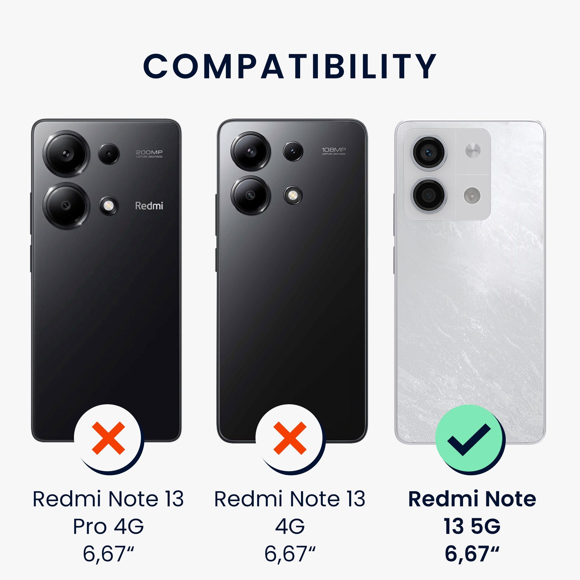 kwmobile Handyhülle Handyhülle für Xiaomi Redmi Note 13 5G Hülle, Weiches Handy Silikon Case - Schutzhülle Cover