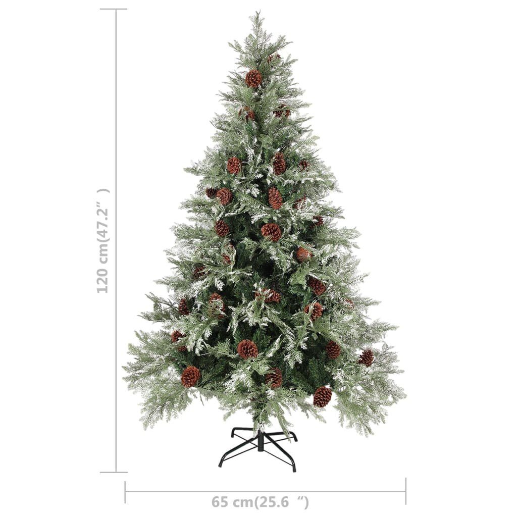 PVC und PE 120 furnicato Weihnachtsbaum cm Zapfen Weihnachtsbaum Grün mit & Künstlicher Weiß