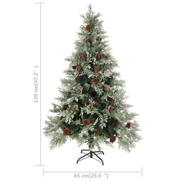 furnicato Künstlicher Weihnachtsbaum Weihnachtsbaum mit Zapfen Grün und Weiß 120 cm PVC & PE