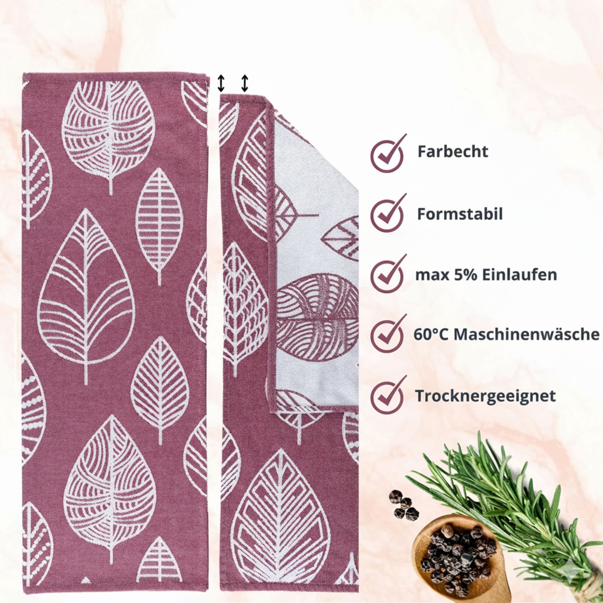 ALARA HOME Geschirrtuch Geschirrtuch Geschirrtücher 100% Baumwolle Trockentuch Küchentücher, (3er Set, Größe 50x70 cm), Rot – Bild 4 von 5