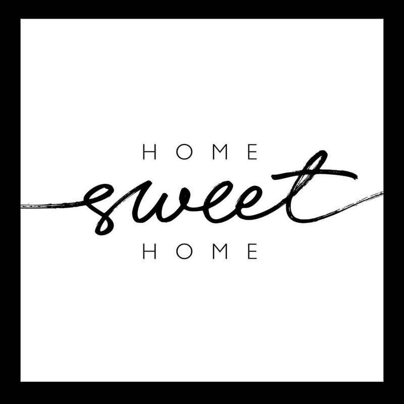 Levandeo® Glasbild, Wandbild 30x30cm Glasbild Home Sweet Home Schwarz Weiß Wanddeko