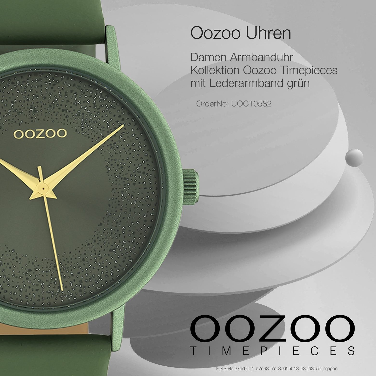 OOZOO Quarzuhr Oozoo Damen Armbanduhr Timepieces Analog, (Analoguhr), Damenuhr rund, groß (ca. 42mm), Lederarmband grün, Fashion