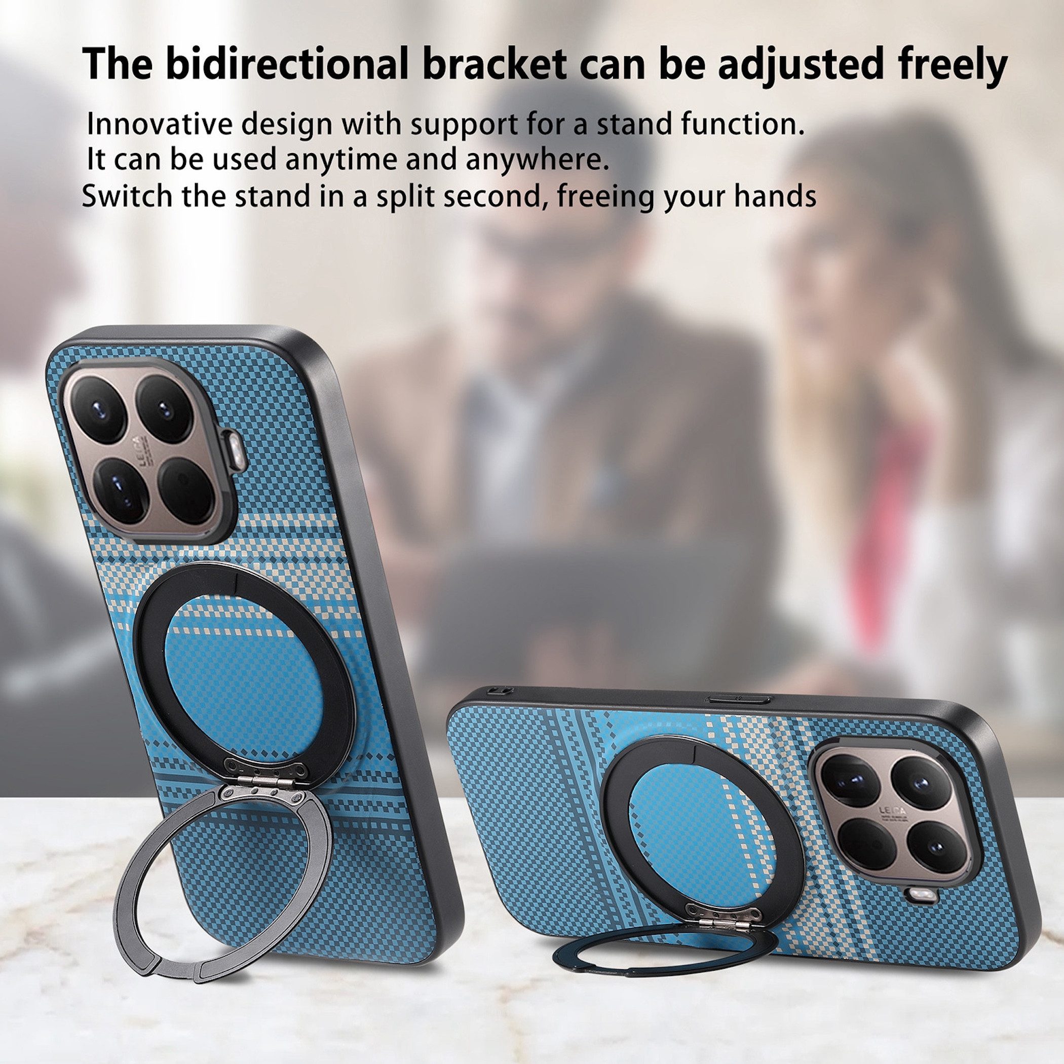 Wigento Handyhülle MagSafe Drehkippständer Muster Xiaomi 17T TPU Kameraschutz Blau 6,59 Zoll, Magnetisch, Durchsichtig, Stoßfest – Bild 5 von 5