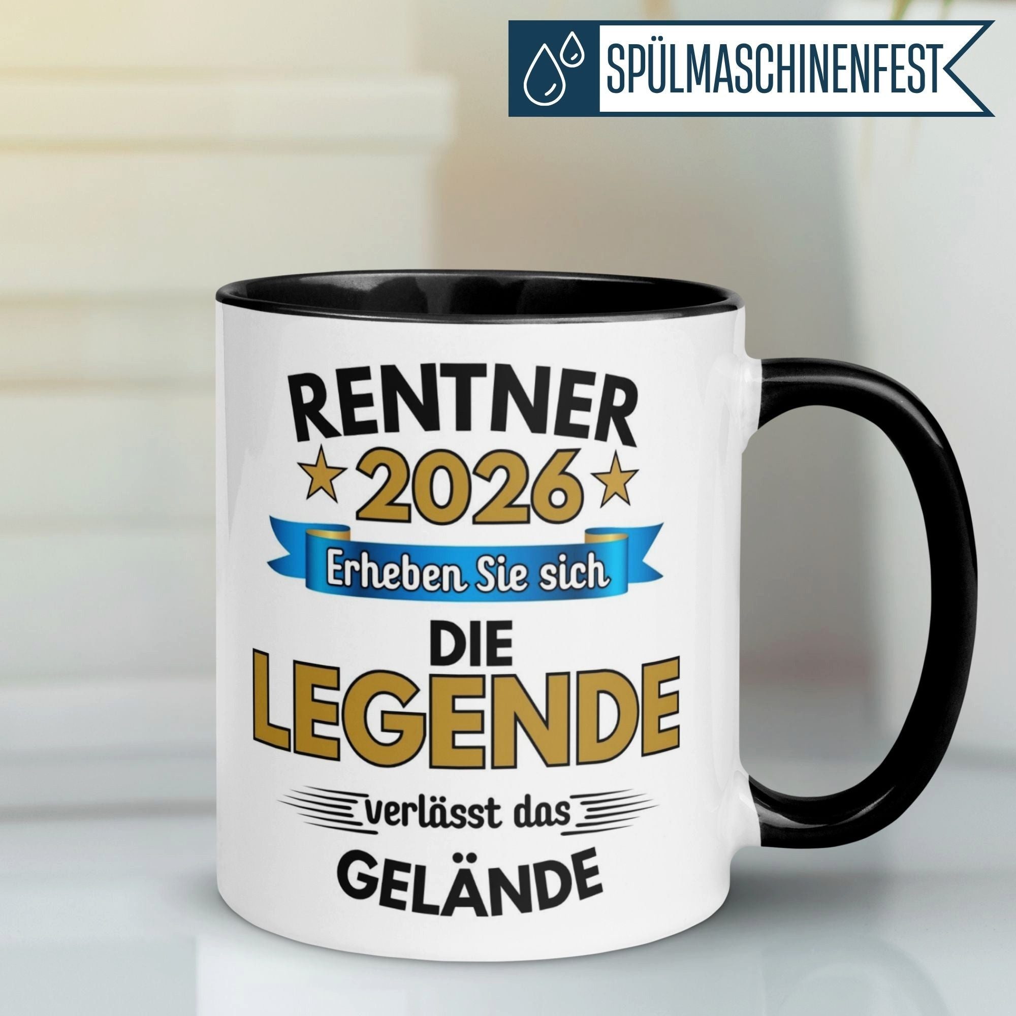 Momentals Tasse Rentner 2026 – Erheben Sie sich Legende verlässt Gelände – Rente Mann, Gratis Versand · Links-&Rechtshänder · Spülmaschinenfest