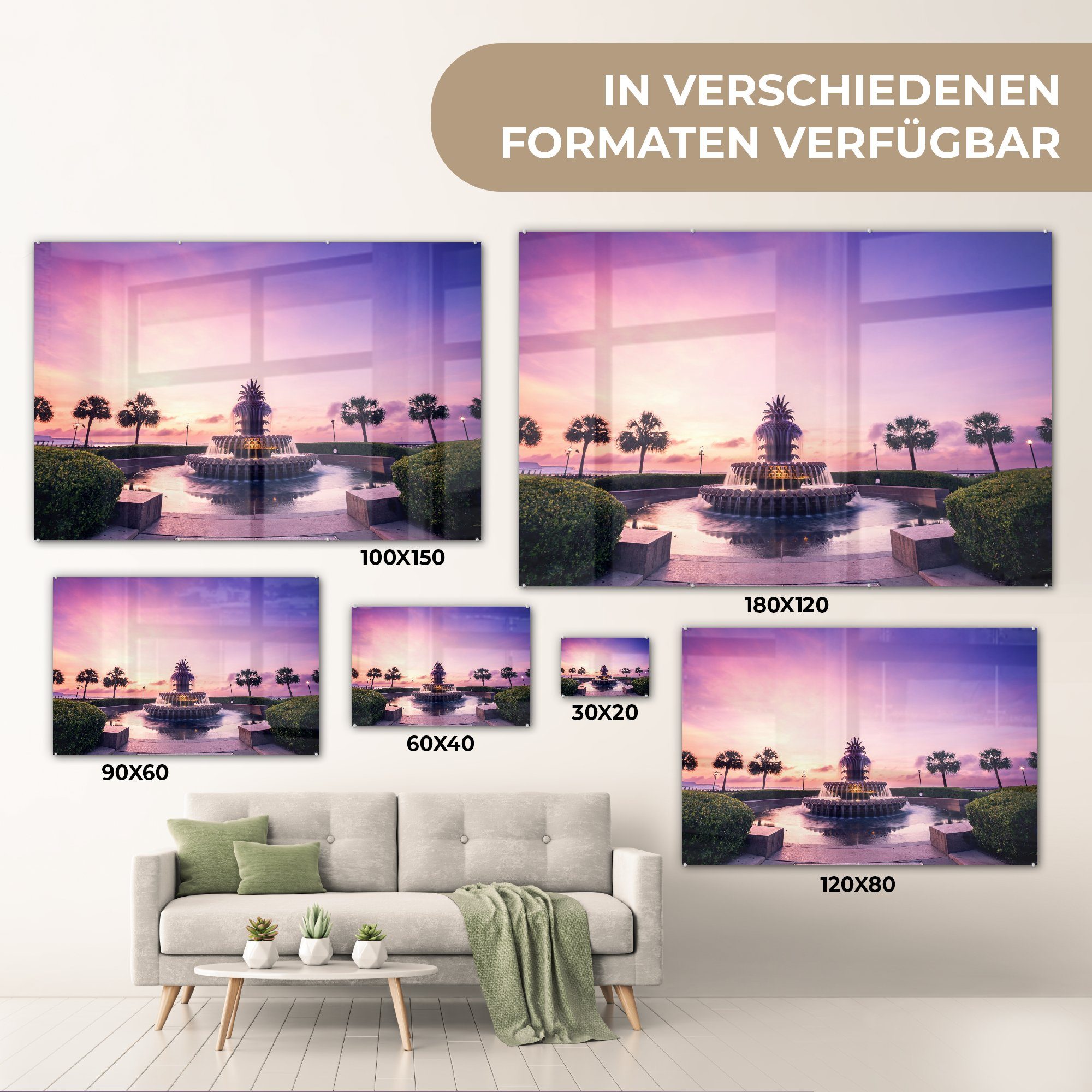 MuchoWow (1 Carolina, South Wohnzimmer in Acrylglasbild Springbrunnen Acrylglasbilder Schlafzimmer & St),